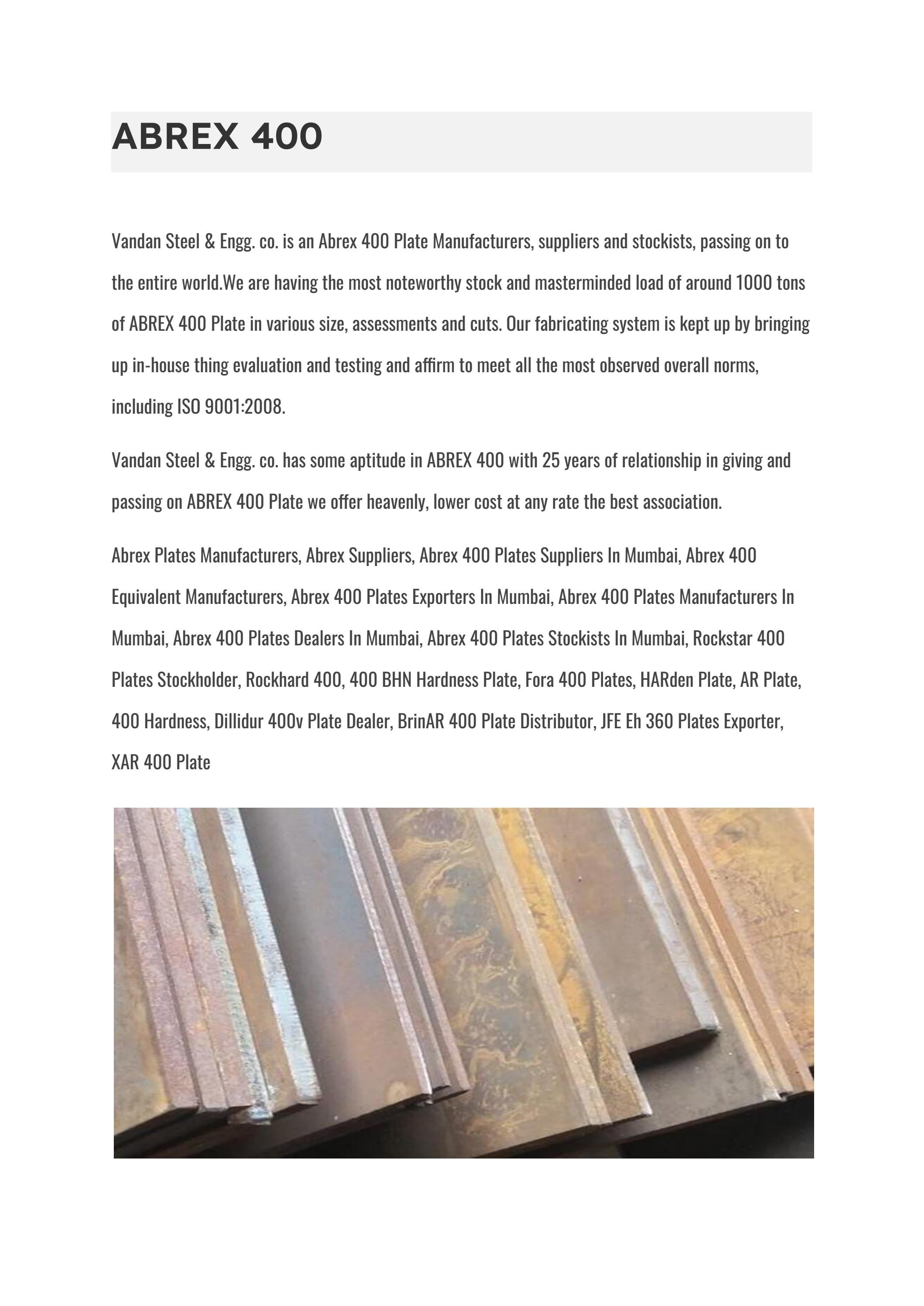 Abrex 400 Plate by Vandan Steel & Engg. co. - Issuu