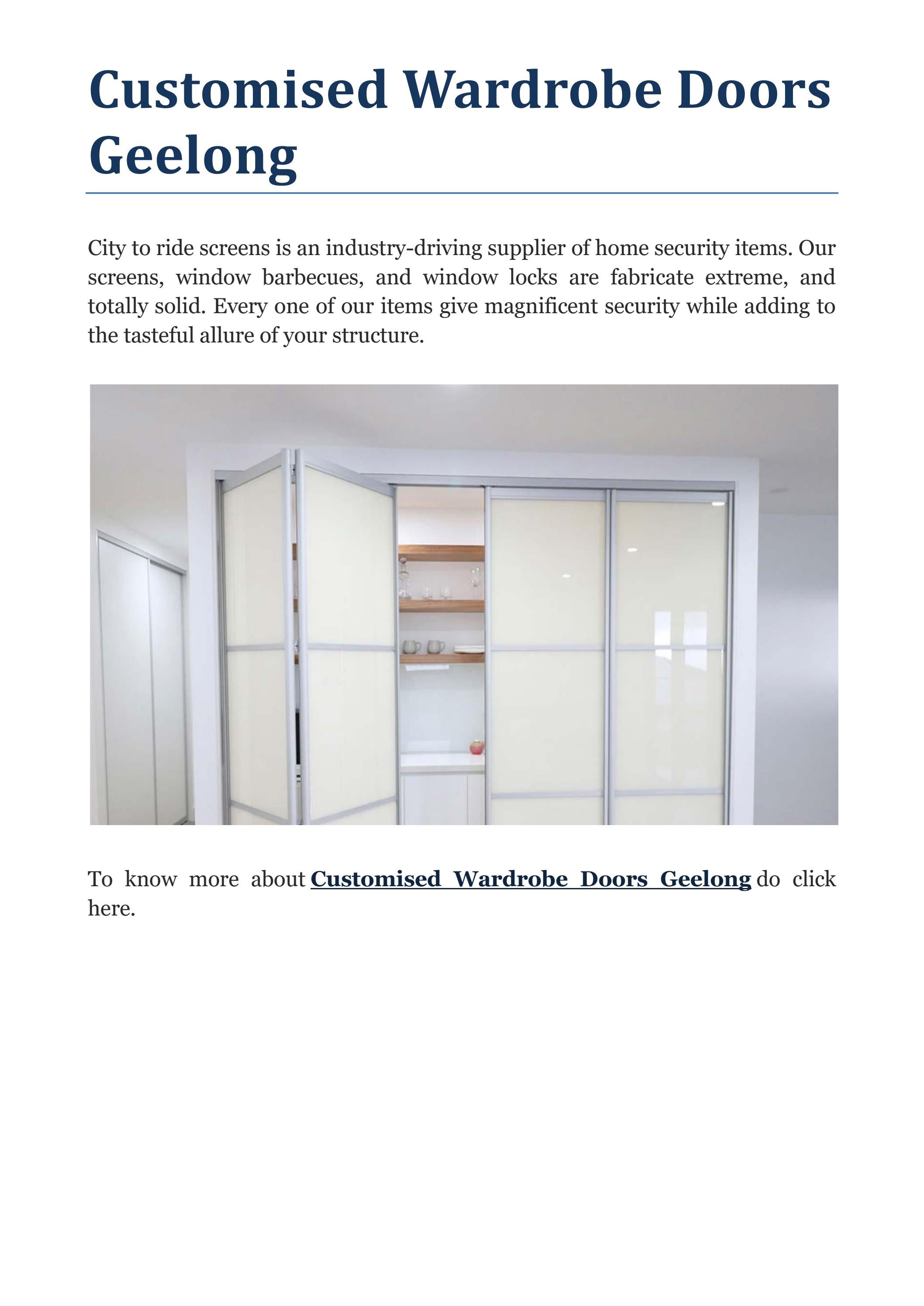 Customised Wardrobe Doors Geelong by City to Surf Screens Issuu