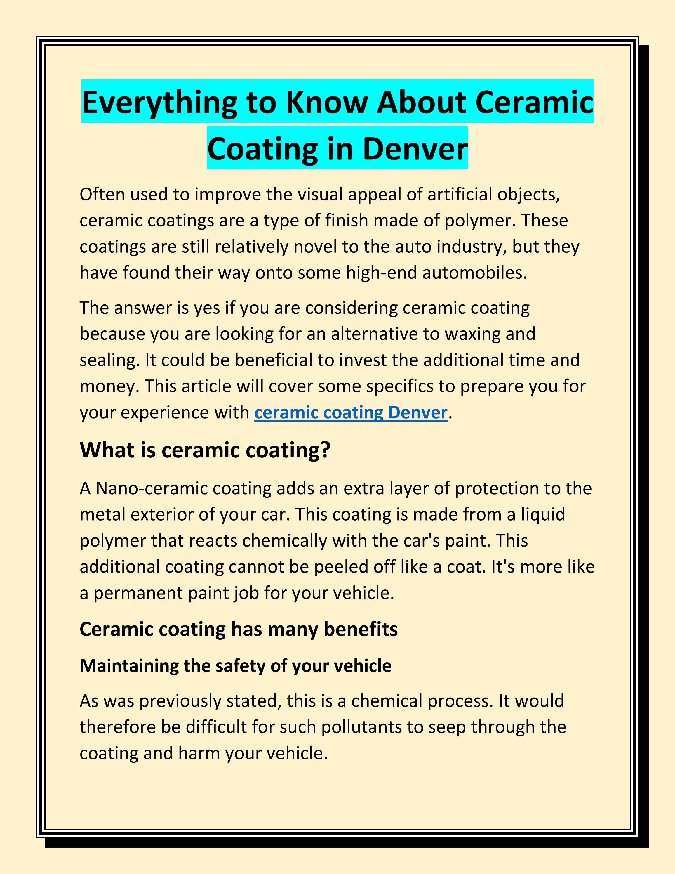 Ceramic Coating in Denver by Black Mountain Motorworks Issuu