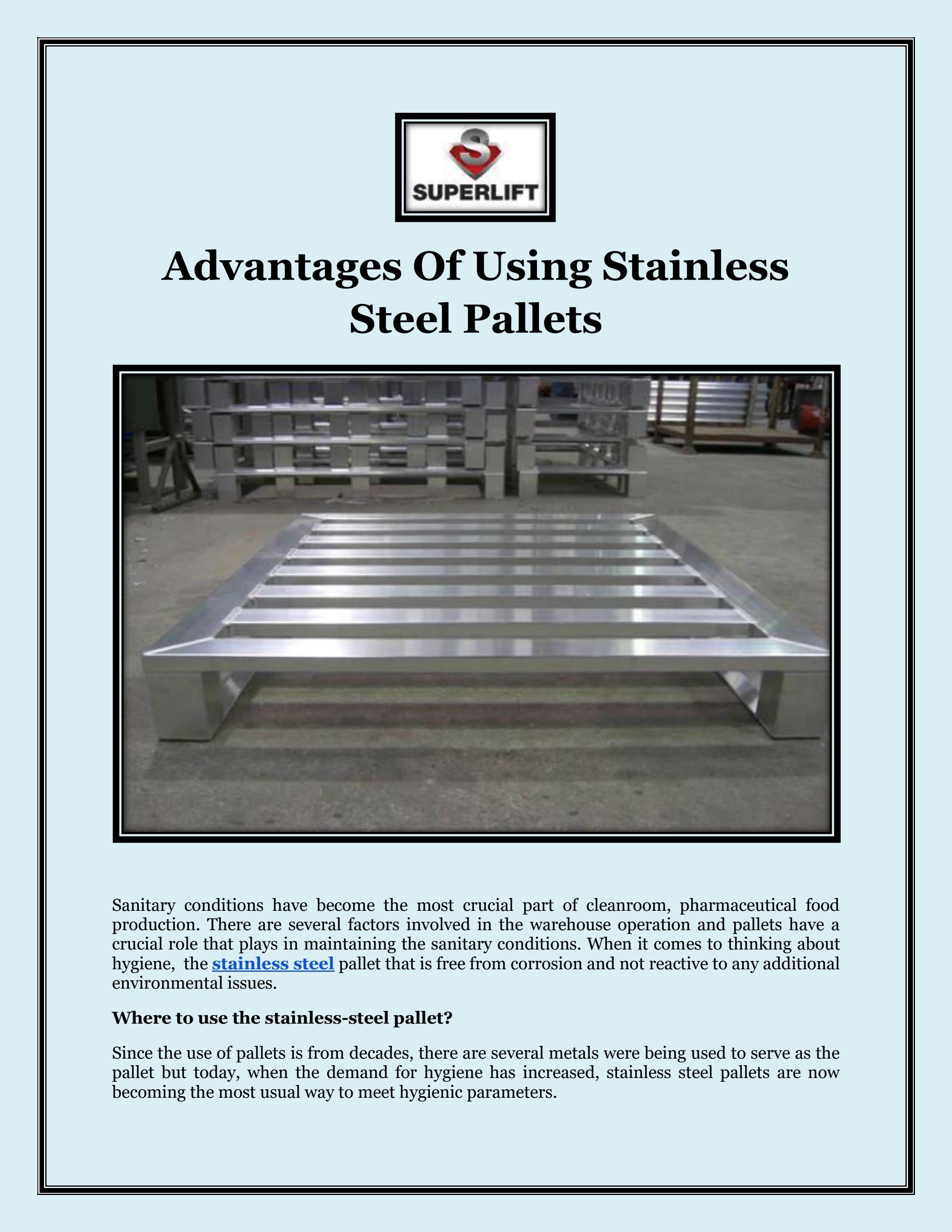 Advantages Of Using Stainless Steel Pallets by Superlift Material