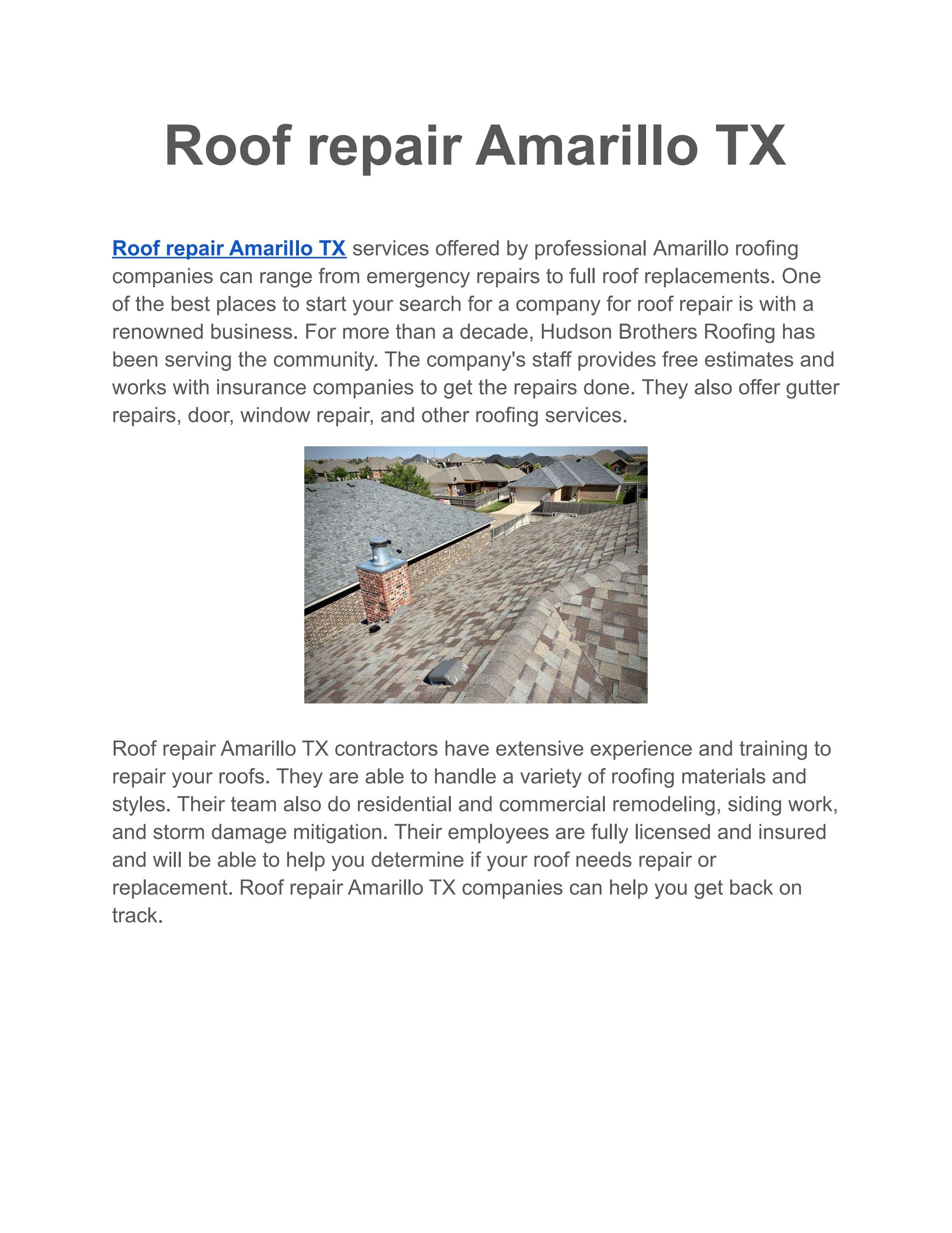 Roof Repair Amarillo TX by Hudson Brothers Roofing Issuu