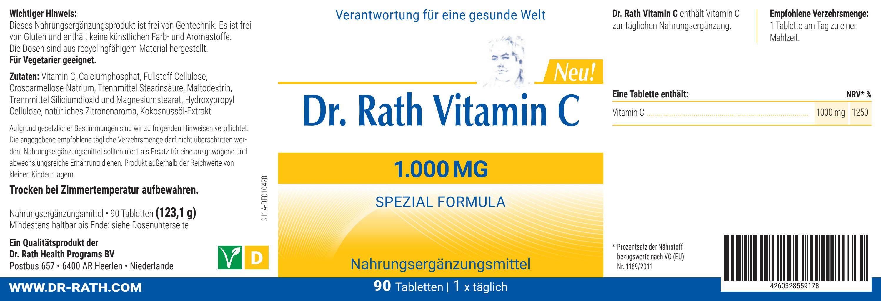 311 Dr. Rath Vitamin C 1.000MG 90 Tabletten DE by Dr. Rath Health