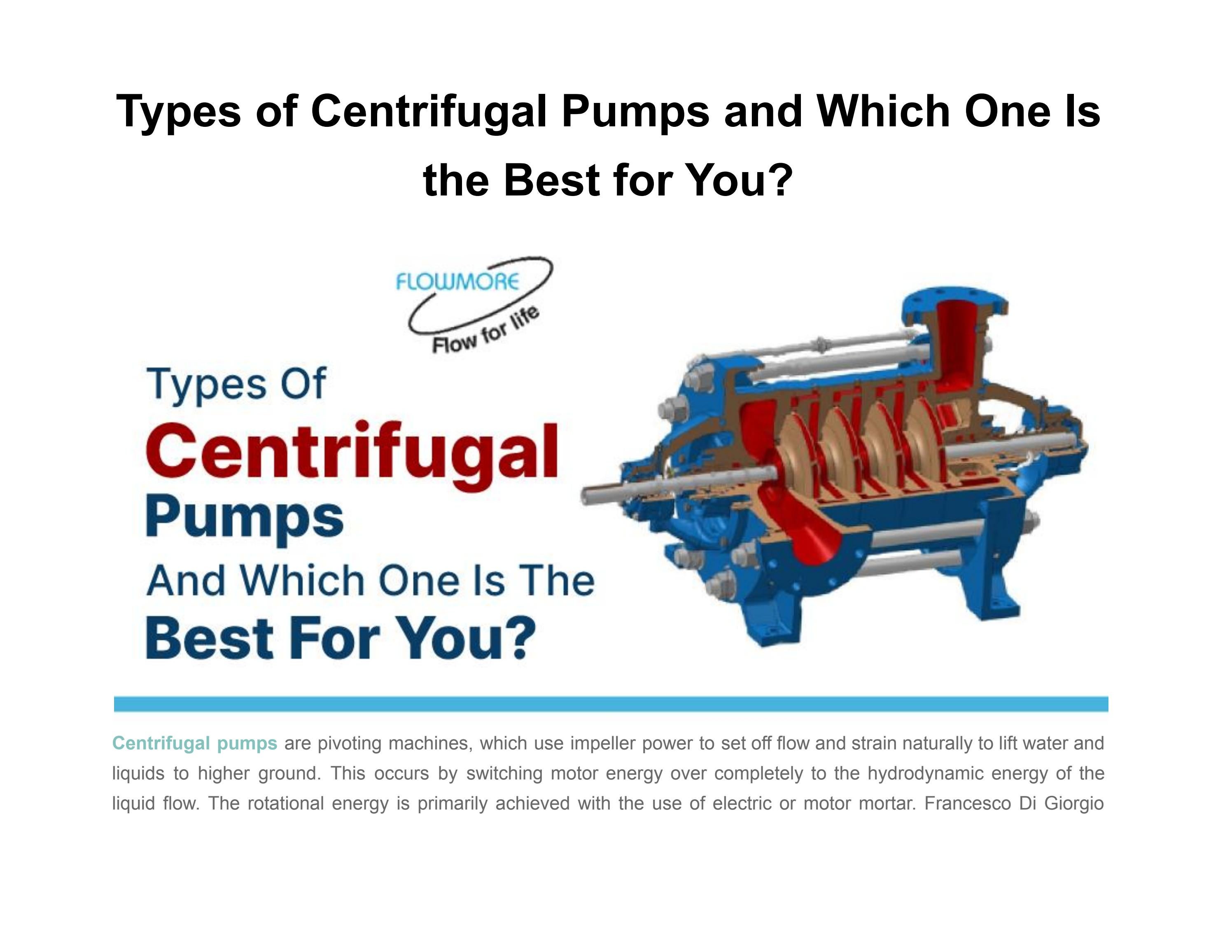 Types of Centrifugal Pumps and Which One Is the Best for You? by