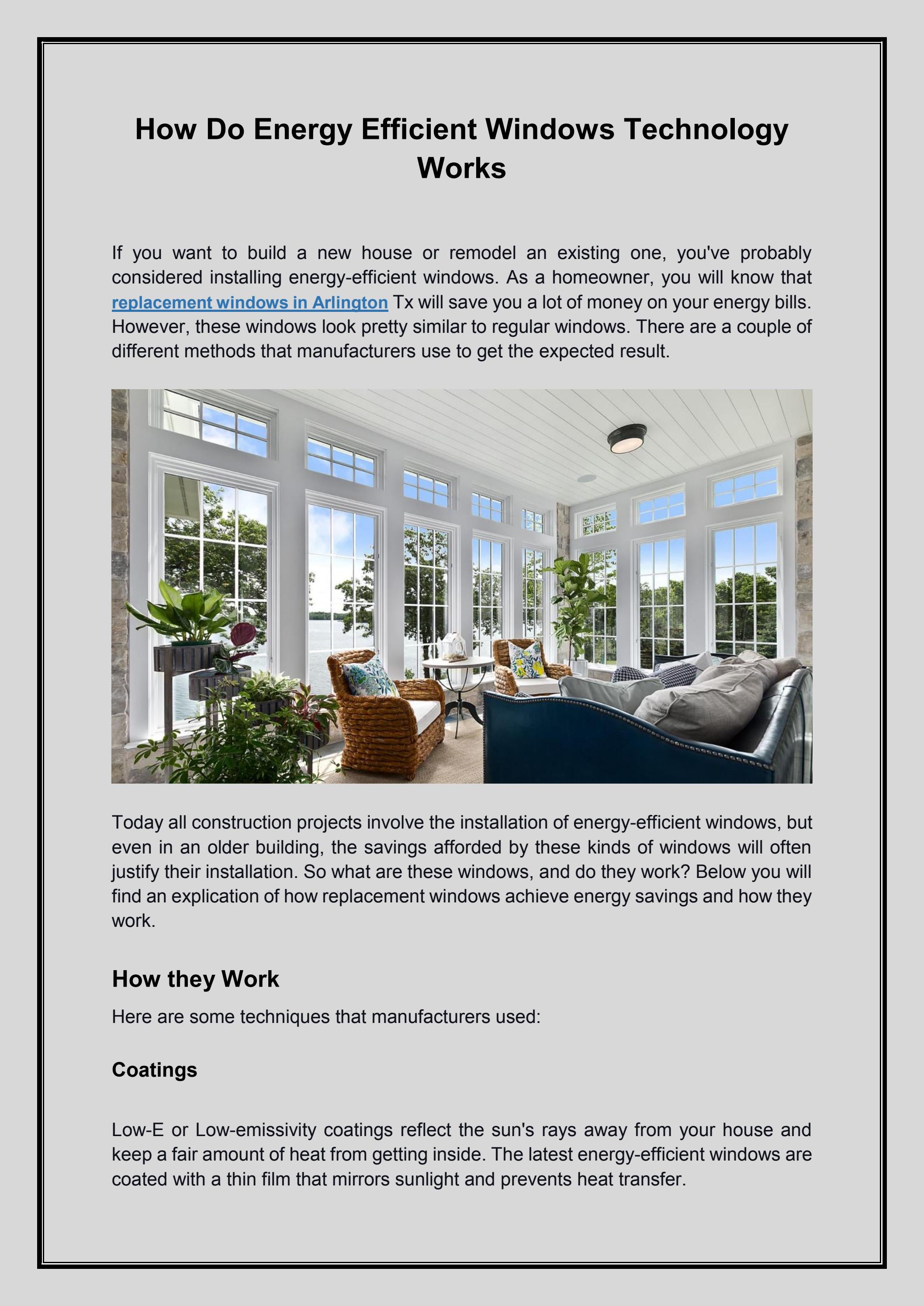 How Do Energy Efficient Windows Technology Works by American Window