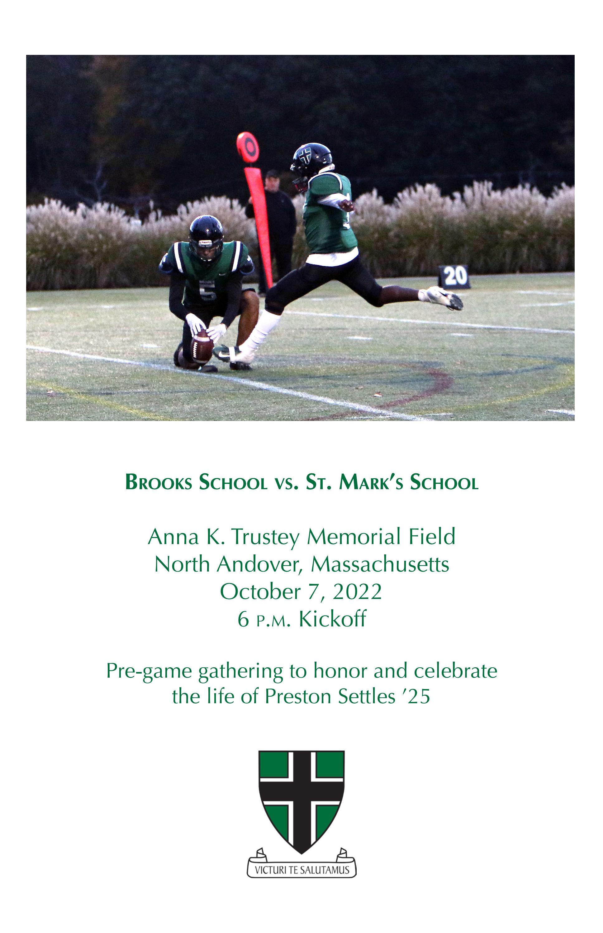Gameday Program Brooks School vs. St. Mark's School (Oct. 7, 2022) by
