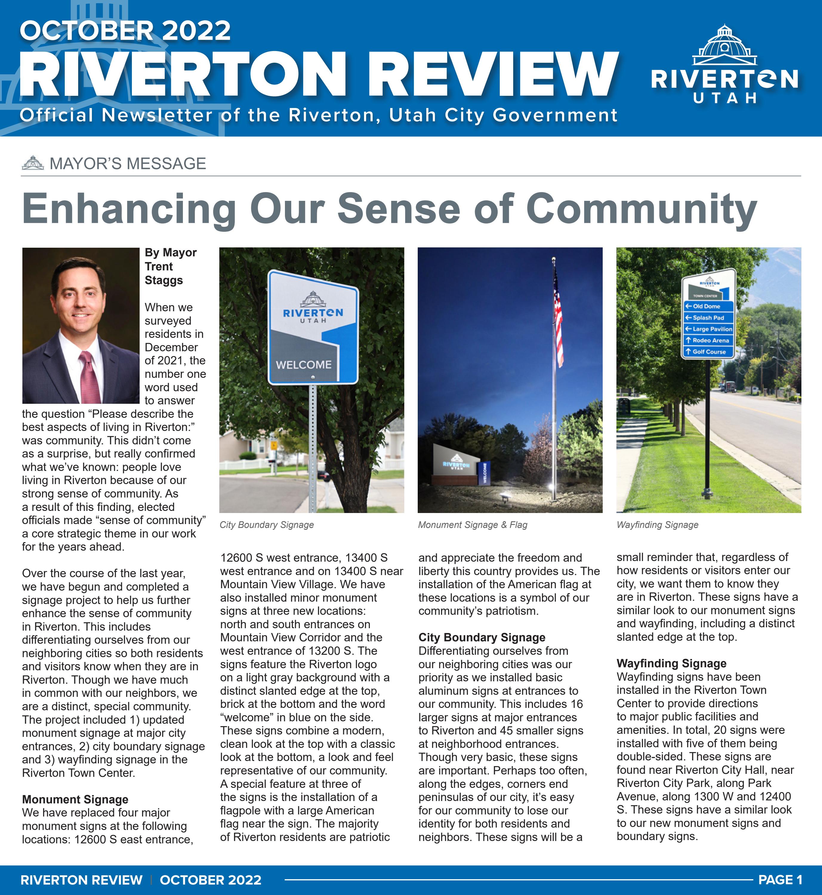 Riverton Review Print Newsletter October 2022 by Riverton, Utah