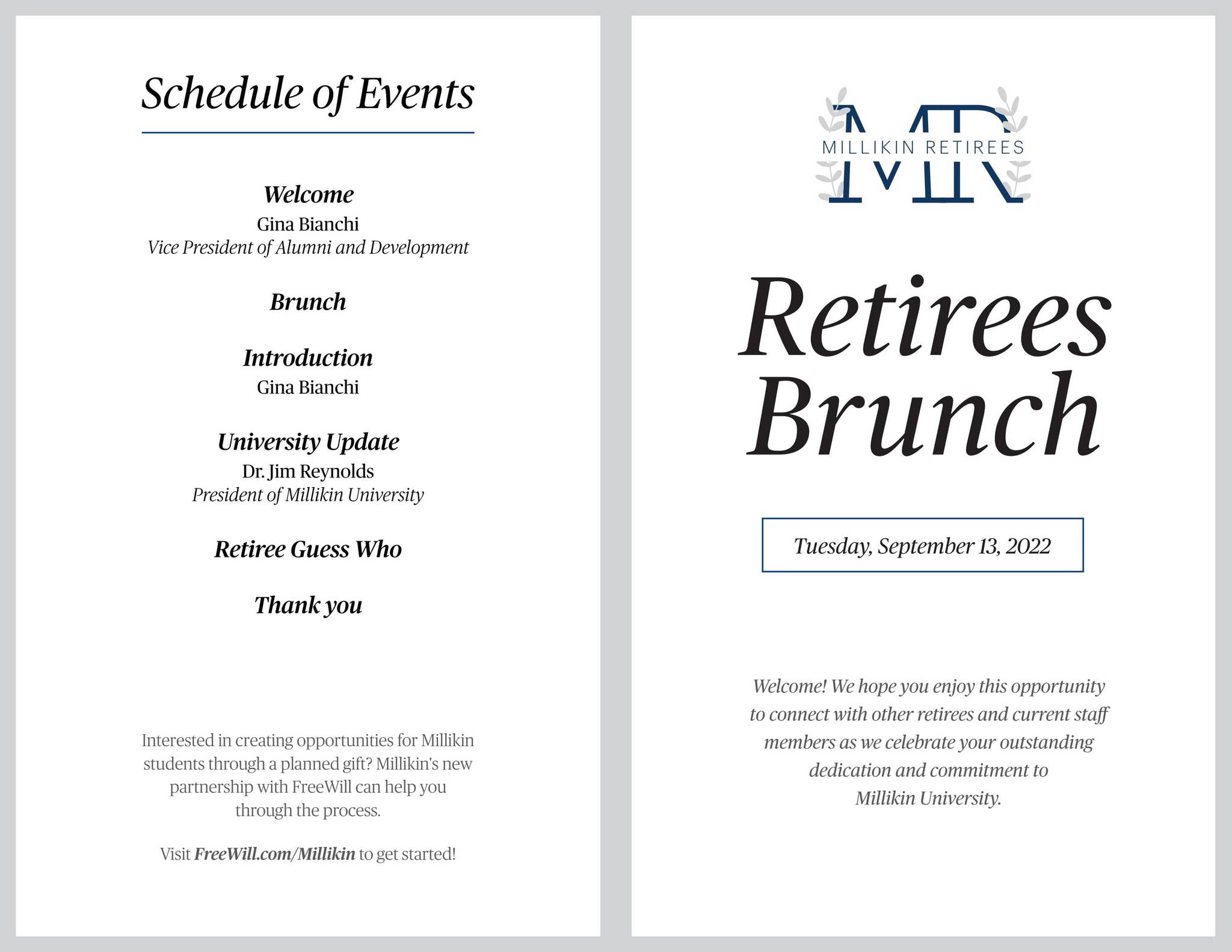 2022 Retirees Brunch Program by Millikin University - Issuu