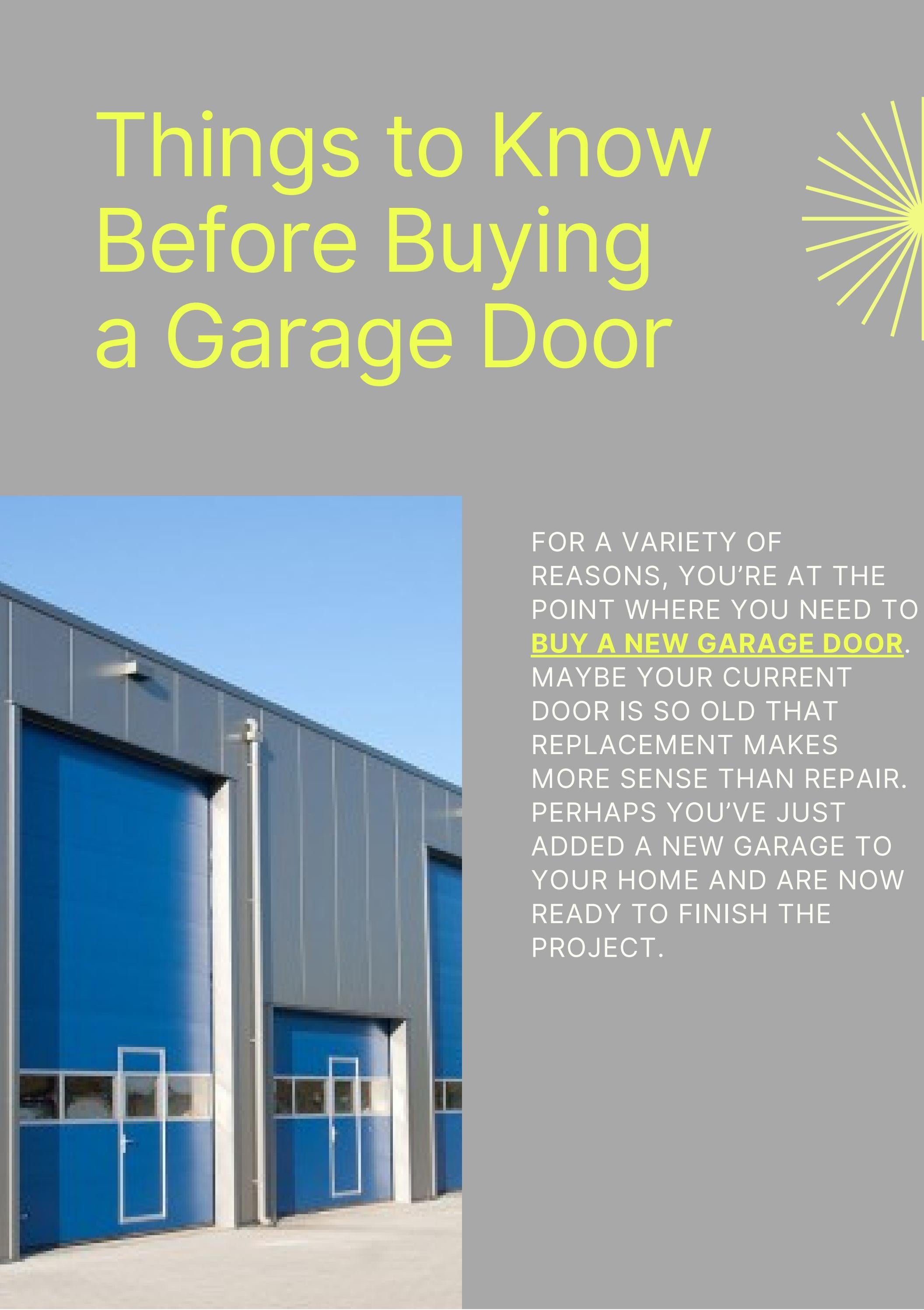 Things to Know Before Buying a Garage Door by Bob's Advance Garage