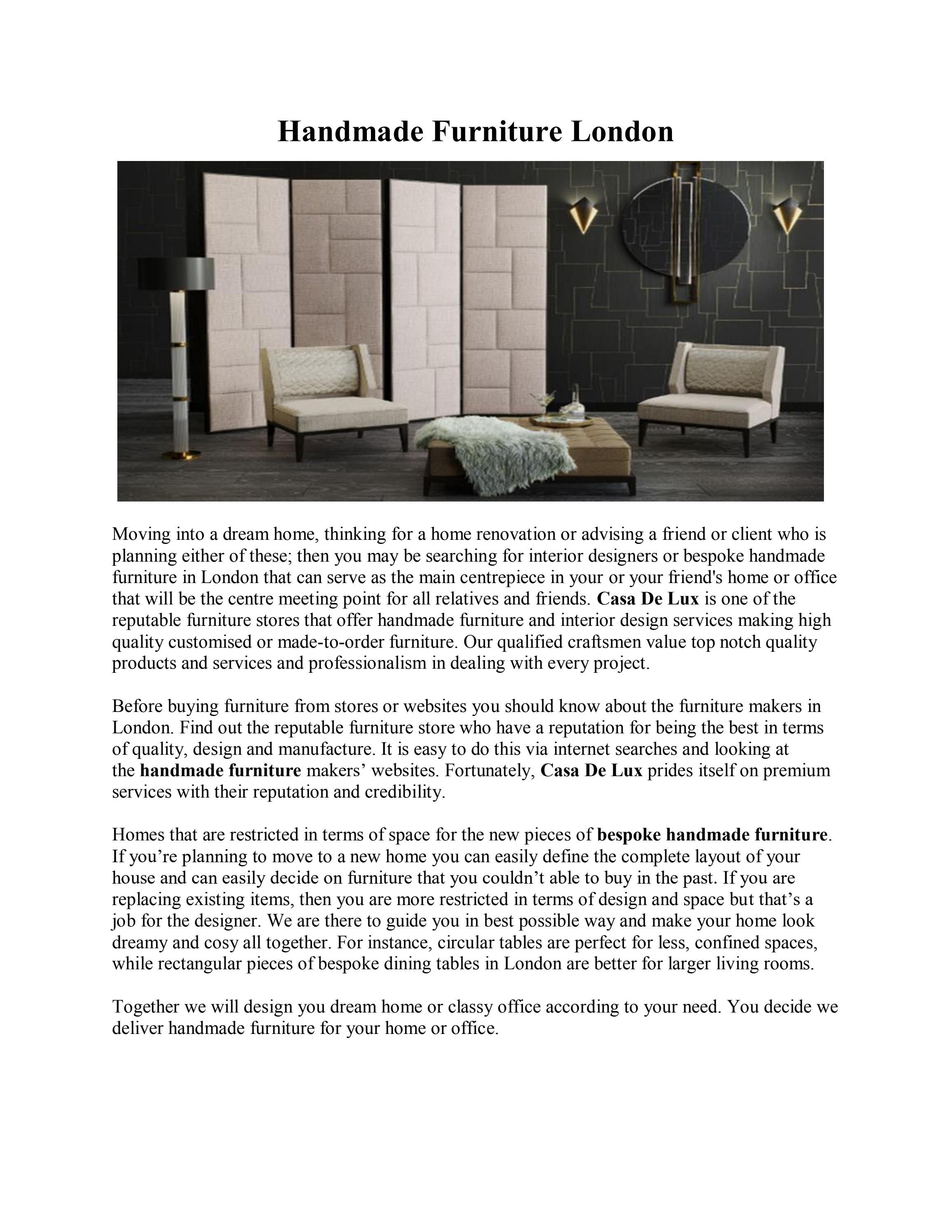 Handmade Furniture London by casadelux Issuu