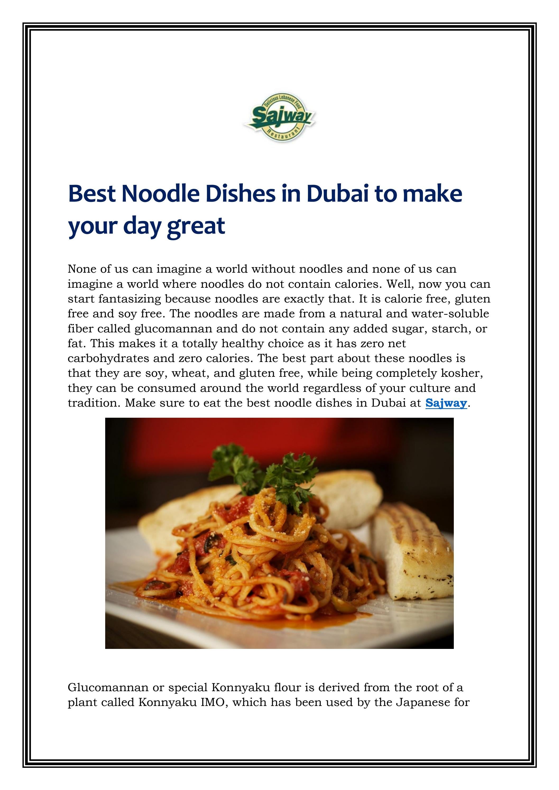 Best Noodle Dishes in Dubai to make your day great