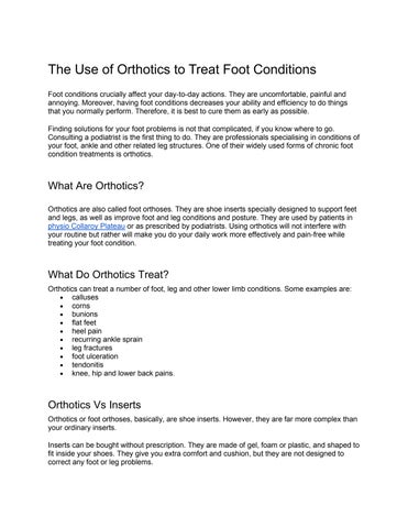 The Use of Orthotics to Treat Foot Conditions by Epooy Issuu