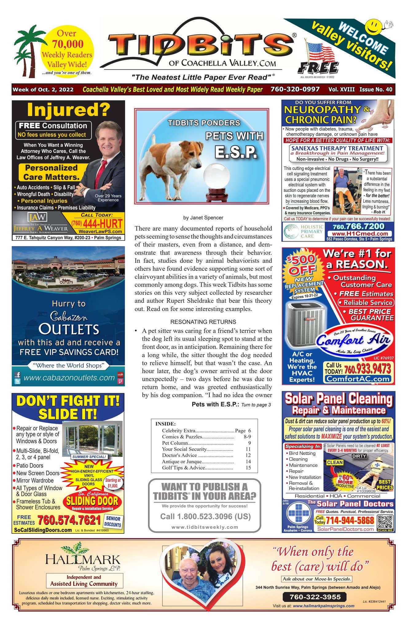 Vol. 18: #40 • Pets with ESP • (10-02-2022) Tidbits of Coachella Valley ...