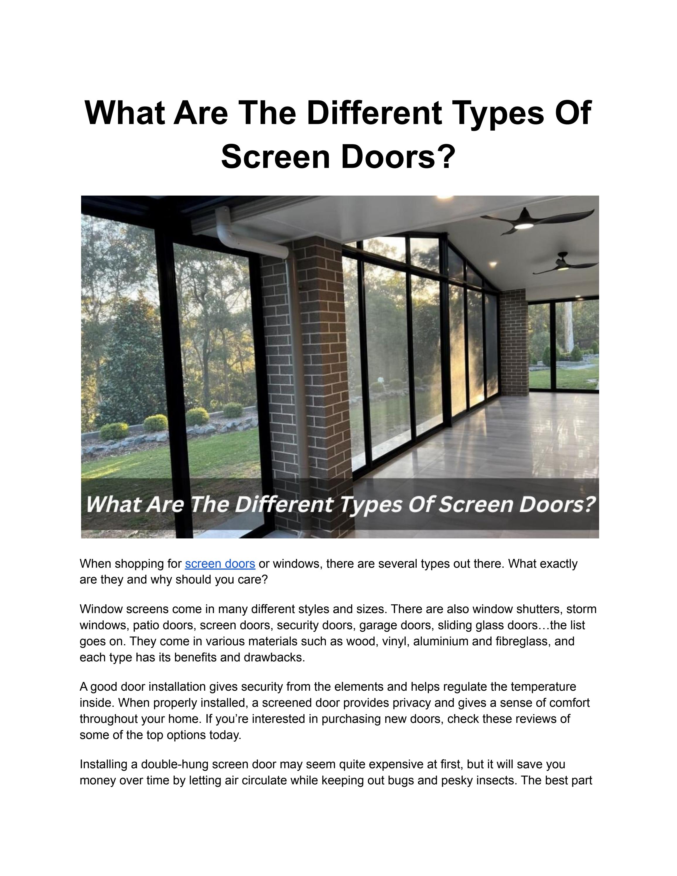What Are The Different Types Of Screen Doors? by Clayrince Tayanes Issuu