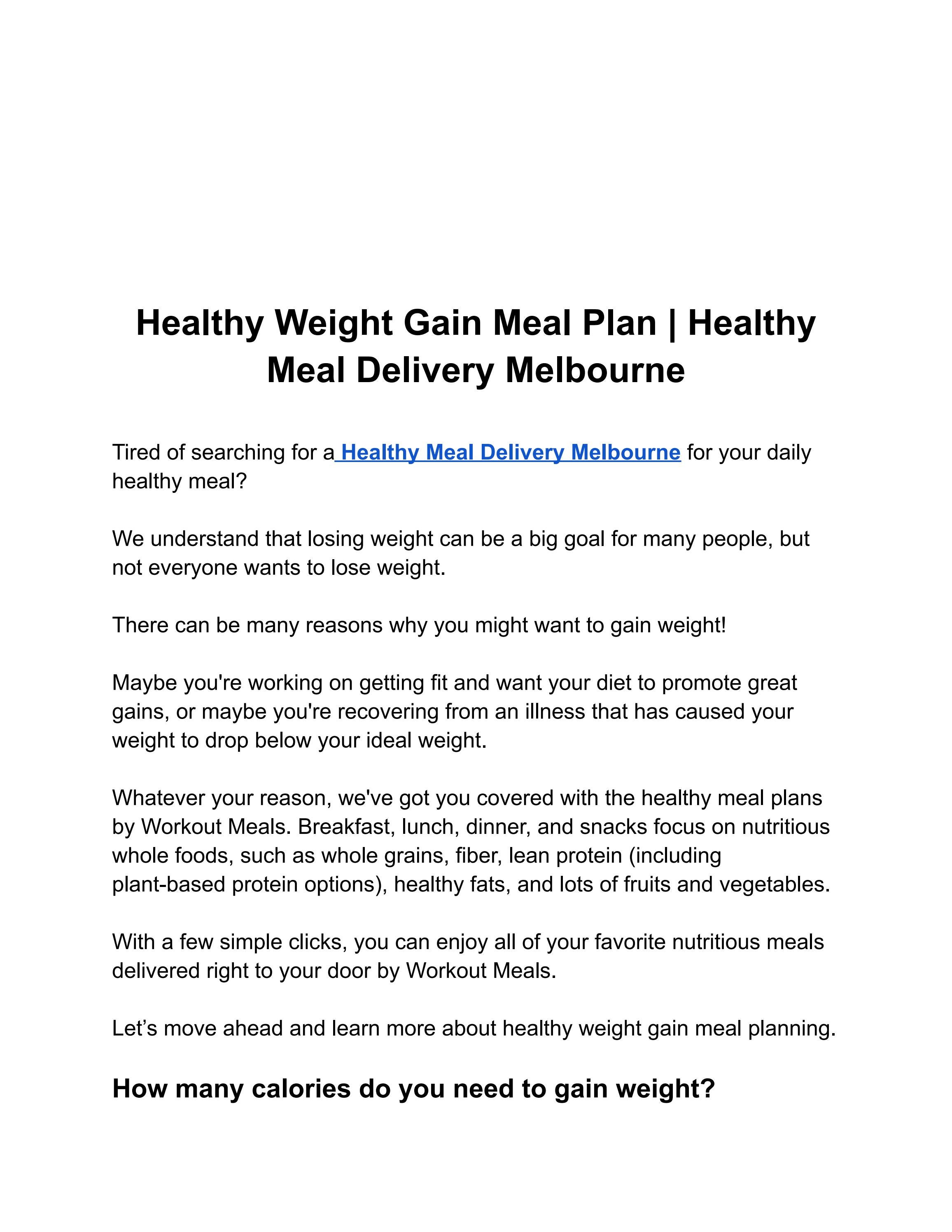 Healthy Weight Gain Meal Plan Healthy Meal Delivery Melbourne by Tom