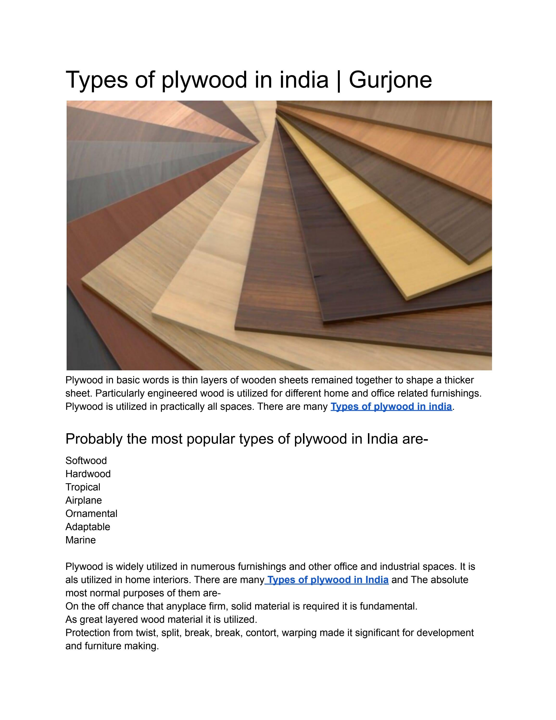 Types of plywood in india Gurjone by Gurjoneplywood Issuu