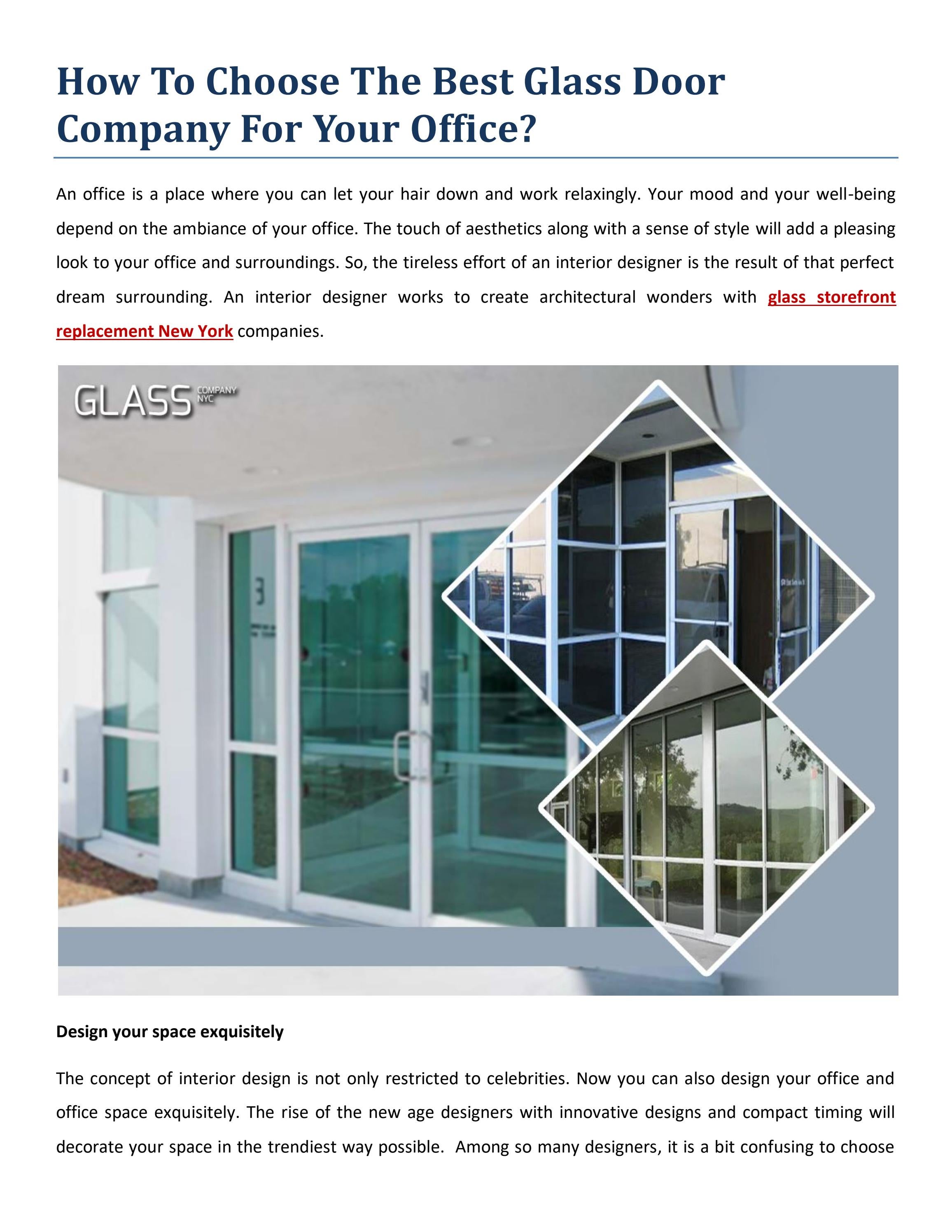 How To Choose The Best Glass Door Company For Your Office? by Glass