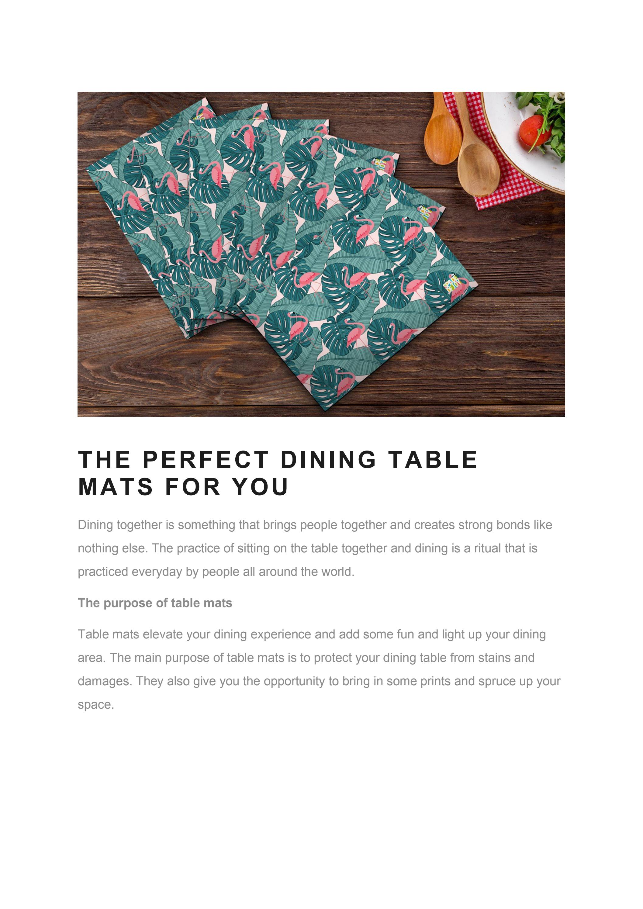 THE PERFECT DINING TABLE MATS FOR YOU by Astha Fadia Issuu