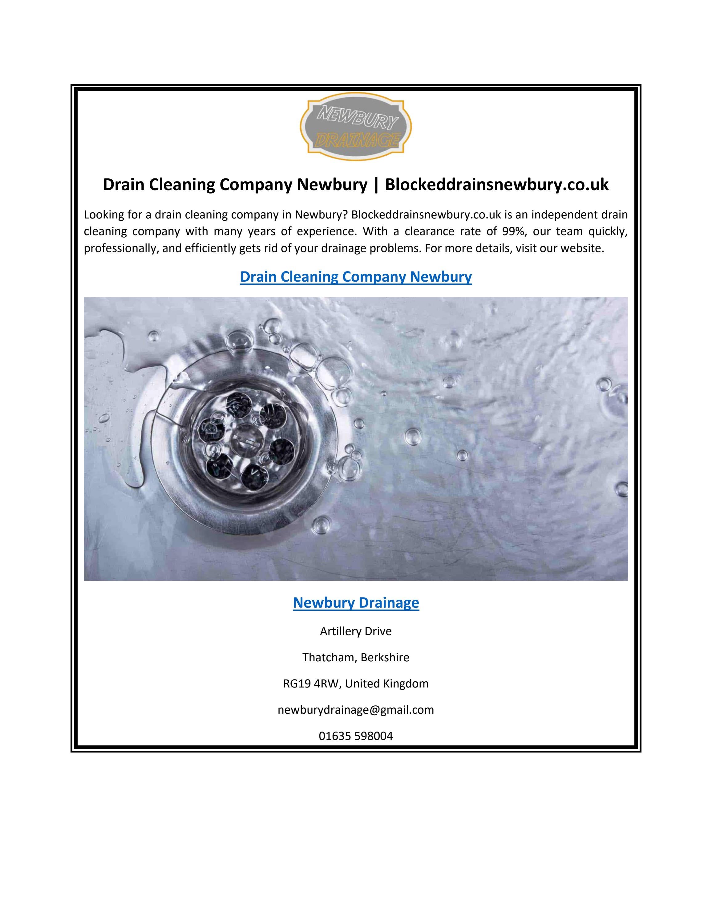 Drain Cleaning Company Newbury Blockeddrainsnewbury.co.uk by Newbury