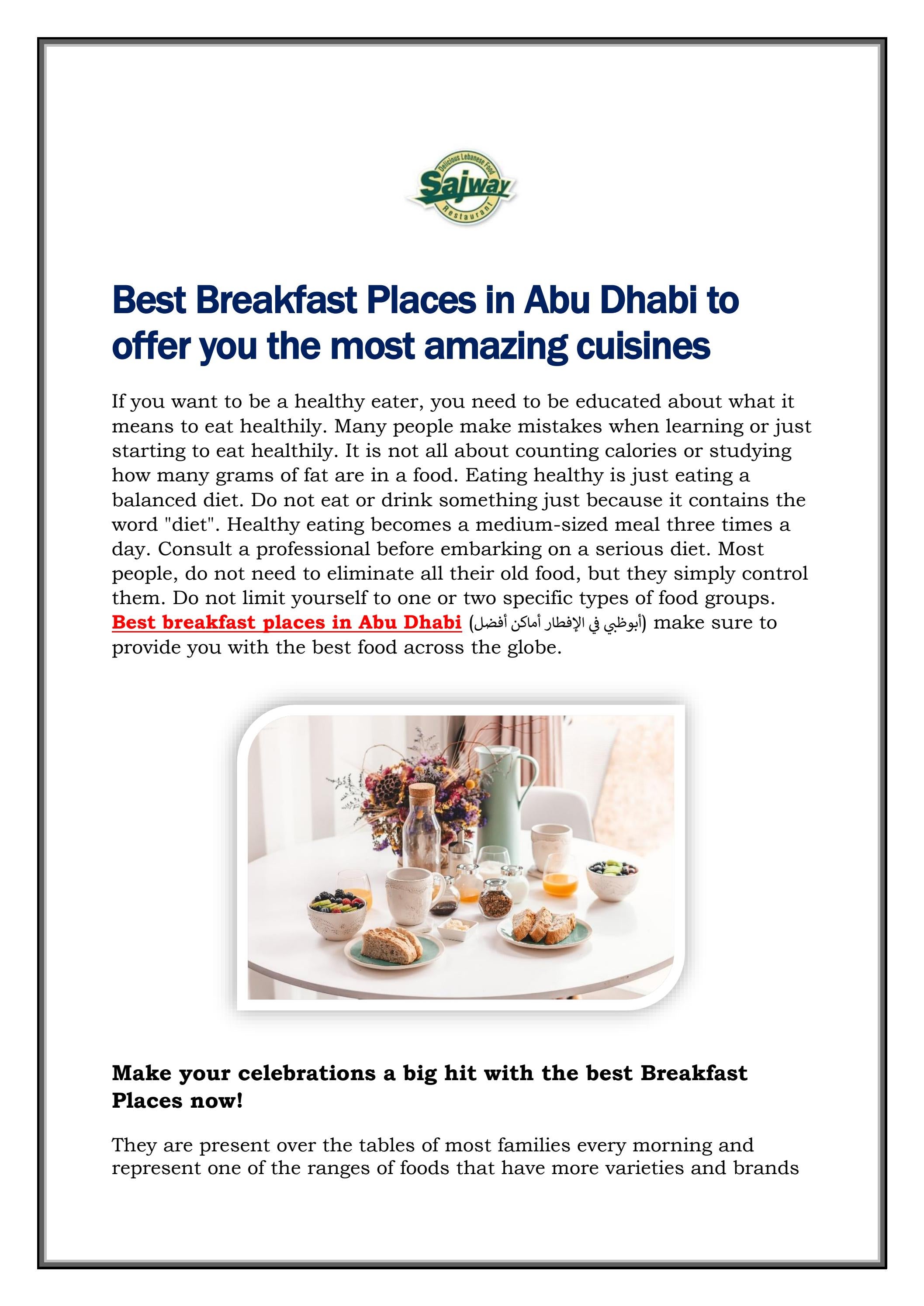 Best Breakfast Places in Abu Dhabi to offer you th