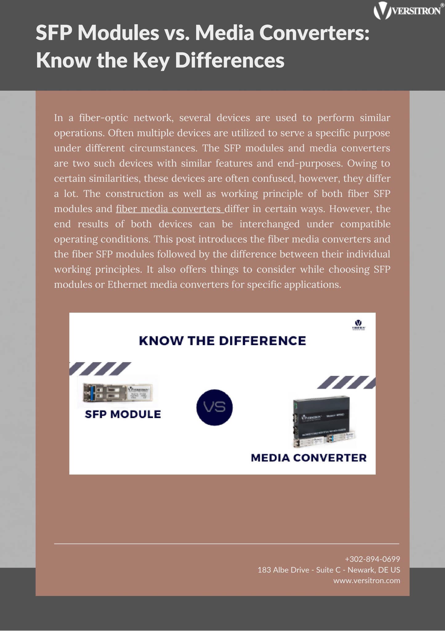 Module Vs Adapter SFP Modules Vs Media Converters: Know The Key Differences by Versitron ...