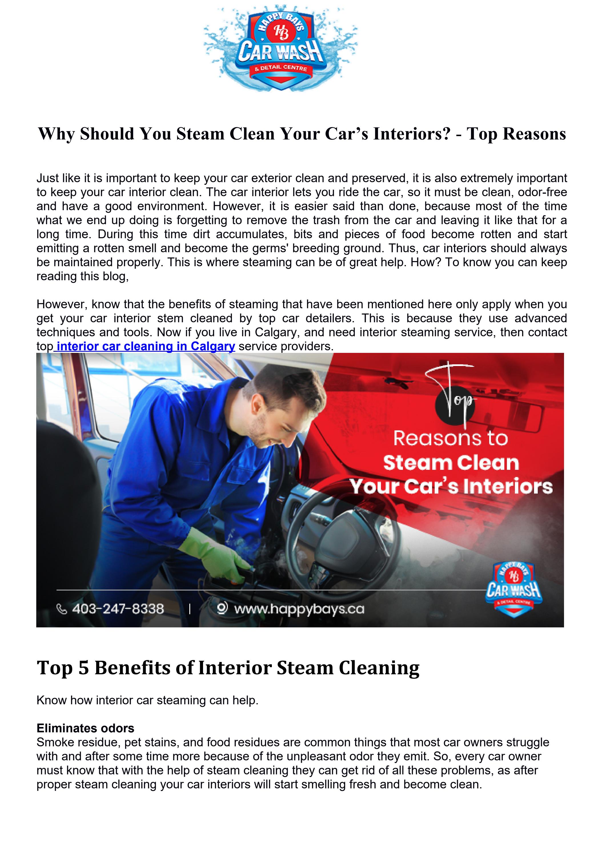 Why Should You Steam Clean Your Car’s Interiors? Top Reasons by