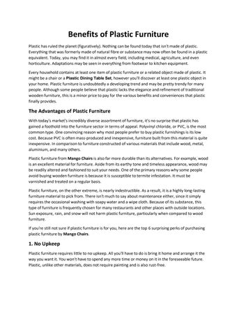 Benefits Of The Plastic Furniture by mango chairs Issuu