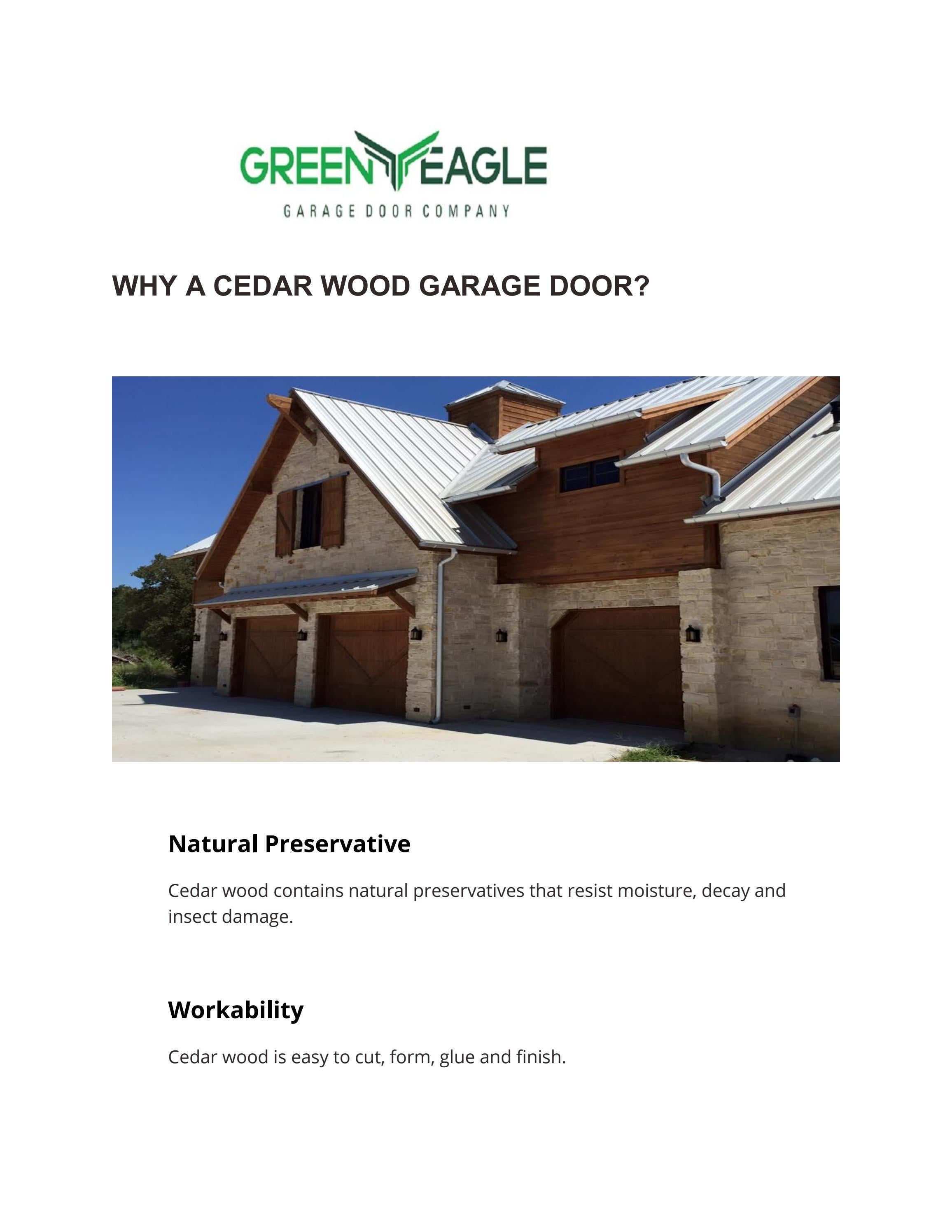 Custom Cedar Wood Garage Doors Repair in Denton Green Eagle Door