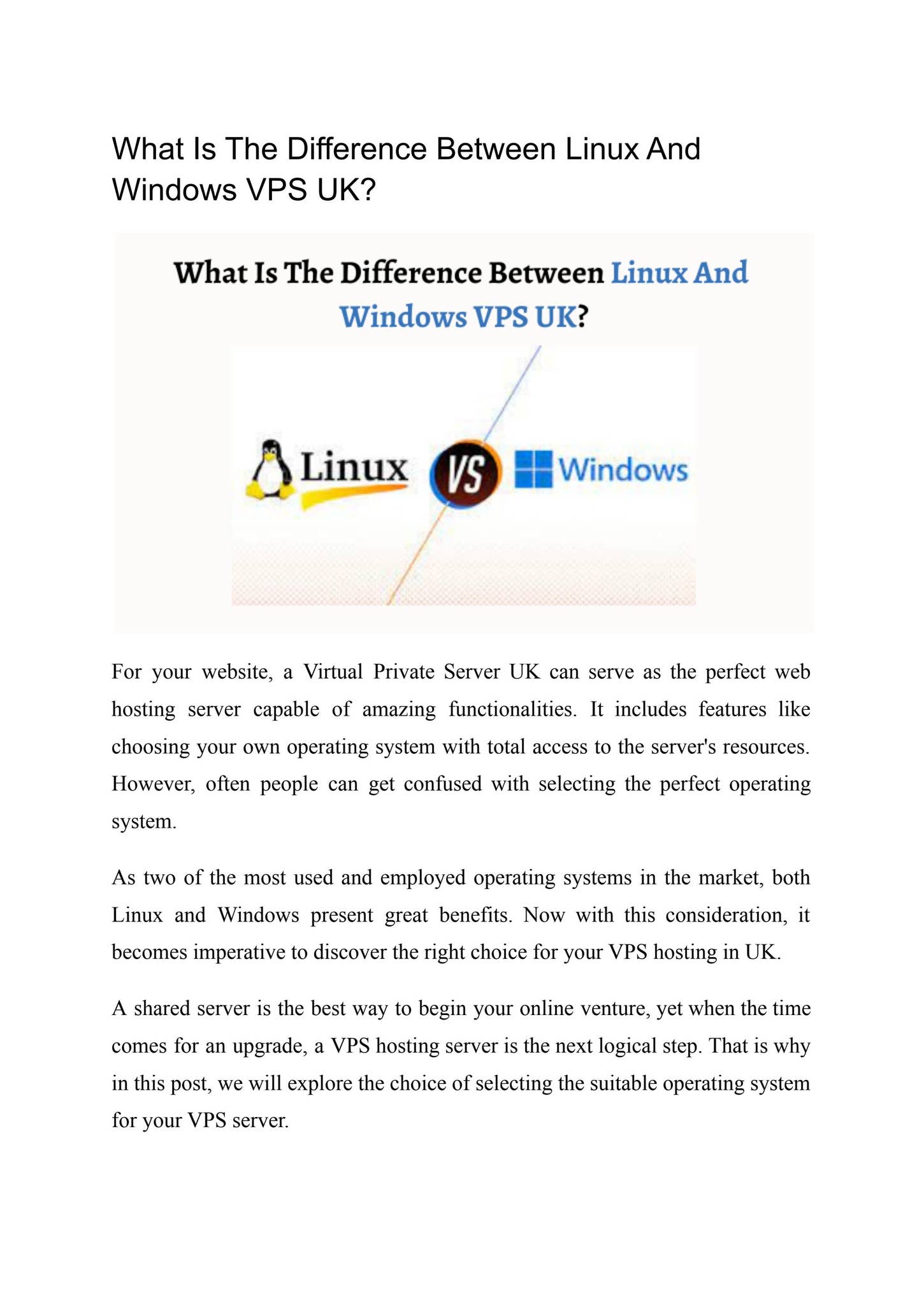 What is the difference between Linux and Windows VPS UK? by eva sharma ...