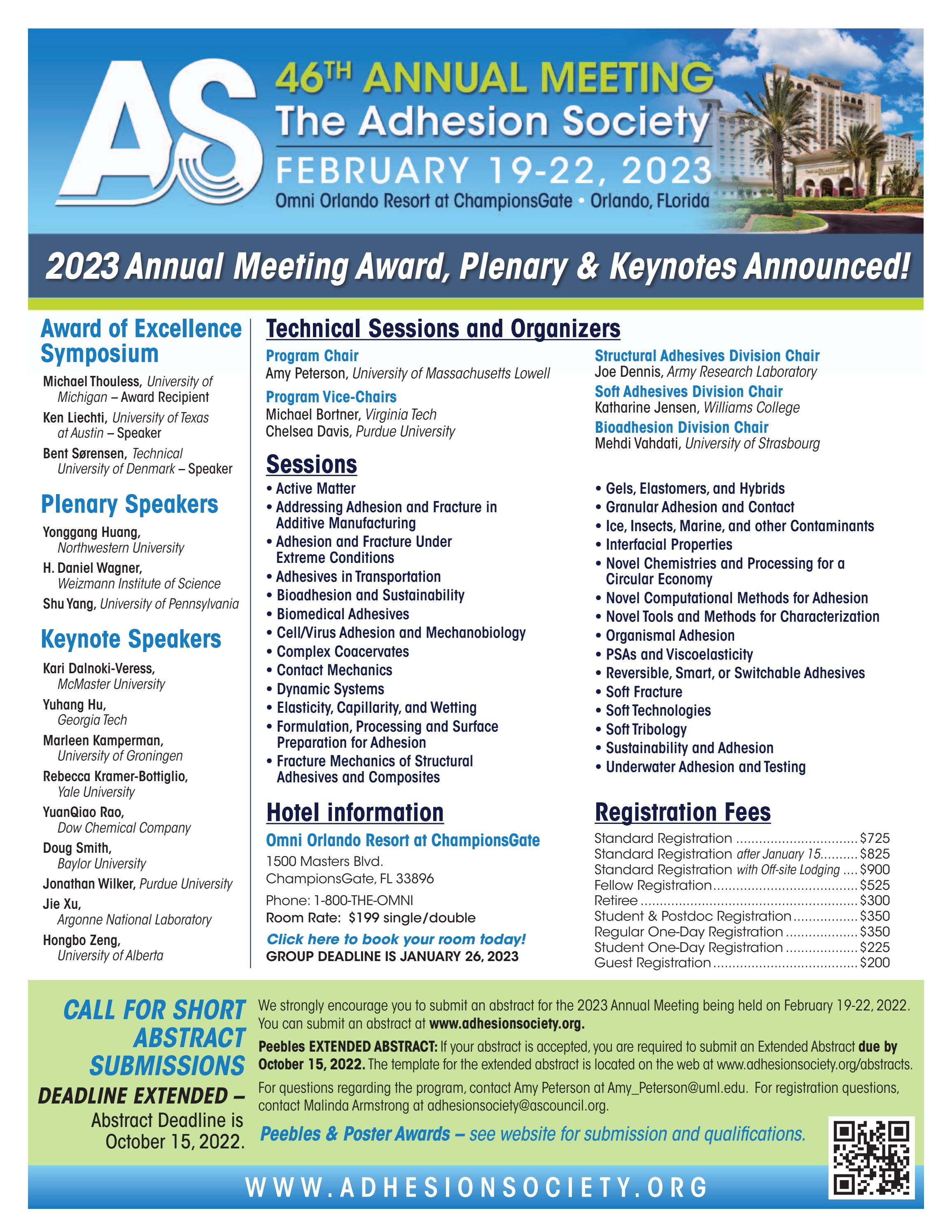 2023 Adhesion Society Meeting Keynotes Handout by The Adhesive