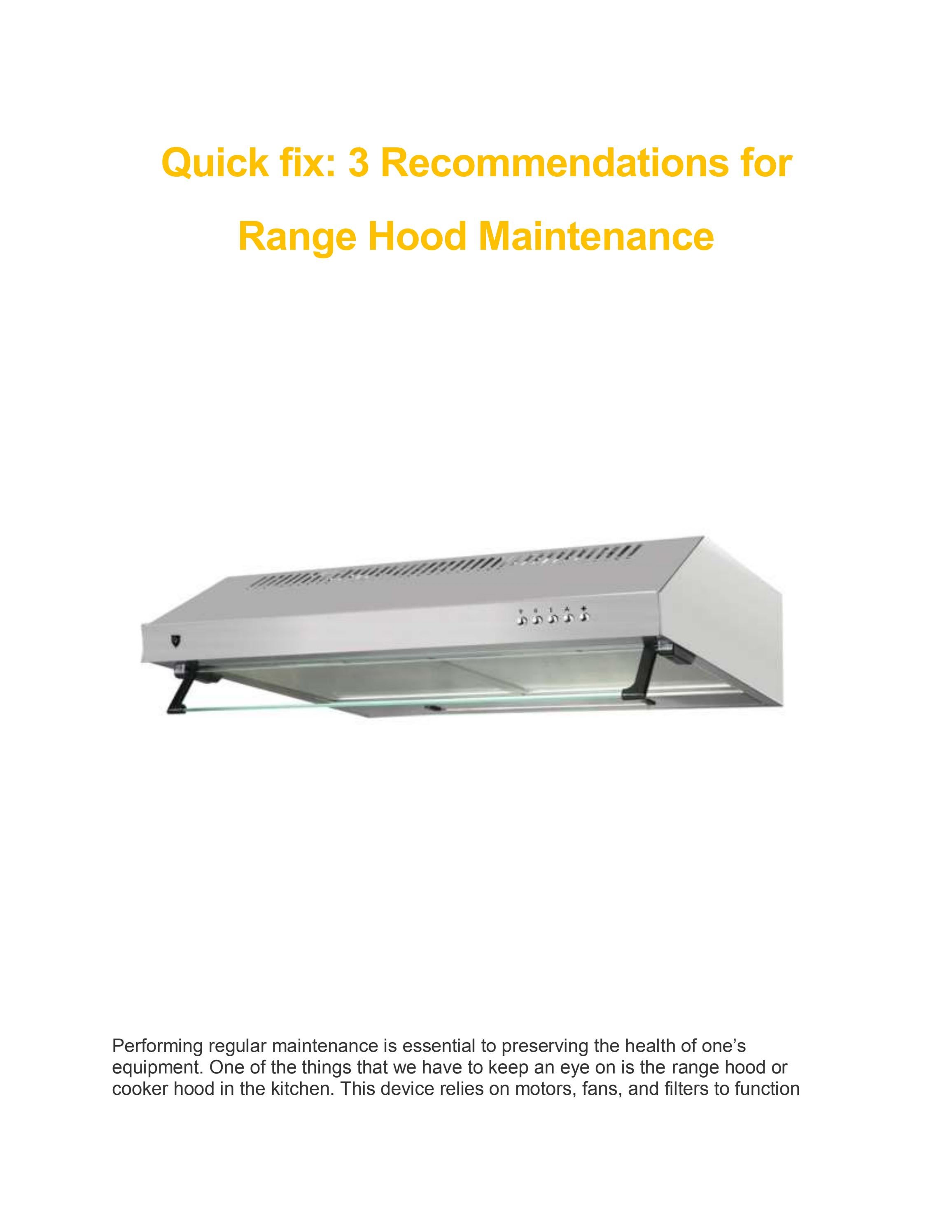 Quick fix 3 For Range Hood Maintenance by EFSingapore Issuu