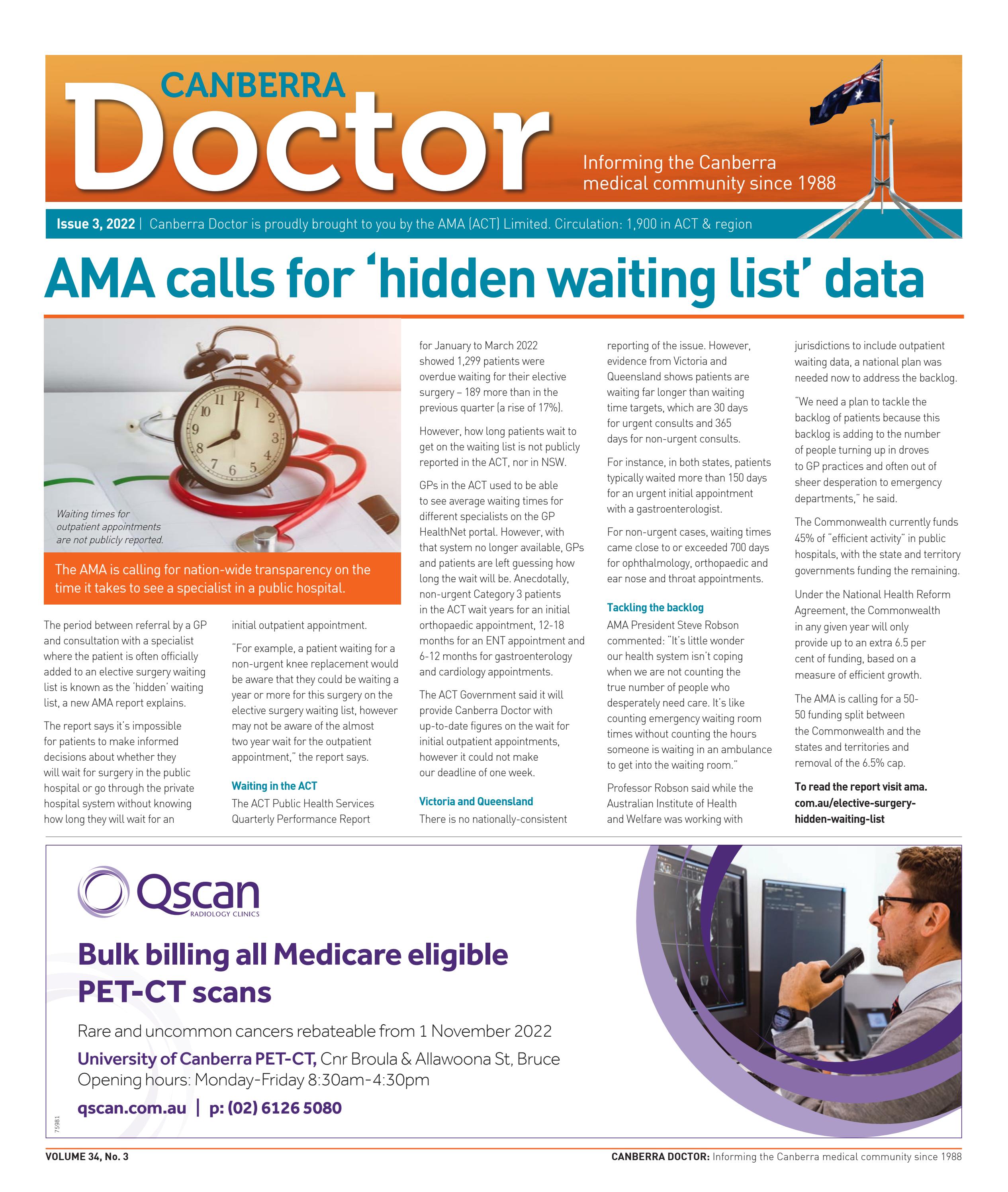 Canberra Doctor Issue 3, 2022 by AMA (ACT) Issuu