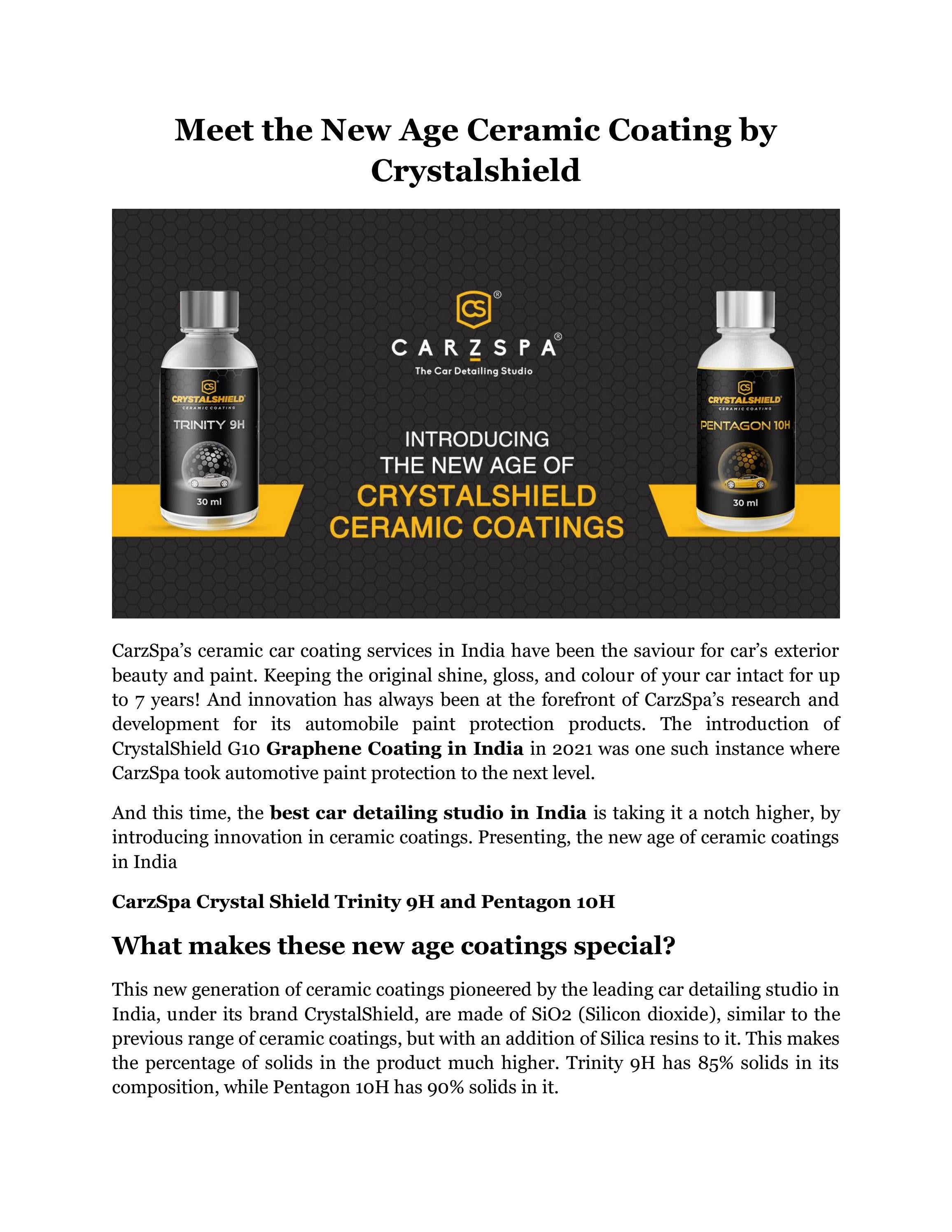 Meet the New Age Ceramic Coating by Crystalshield by Carzspa Autofresh