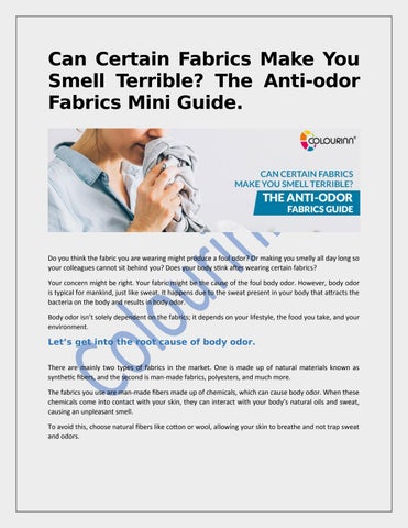 Can Certain Fabrics Make You Smell Terrible? The Anti-odor Fabrics 