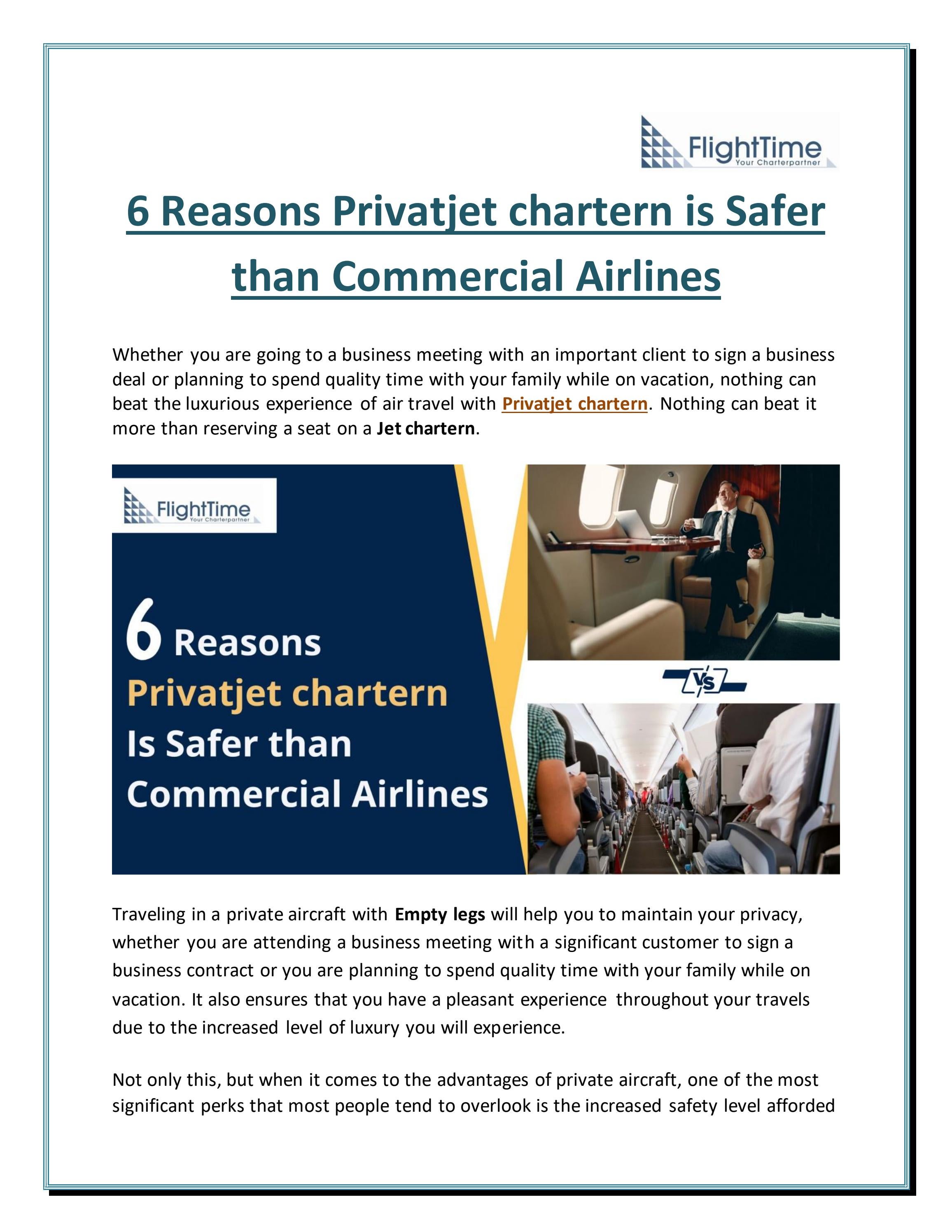6 Reasons Privatjet chartern is Safer than Commercial Airlines by