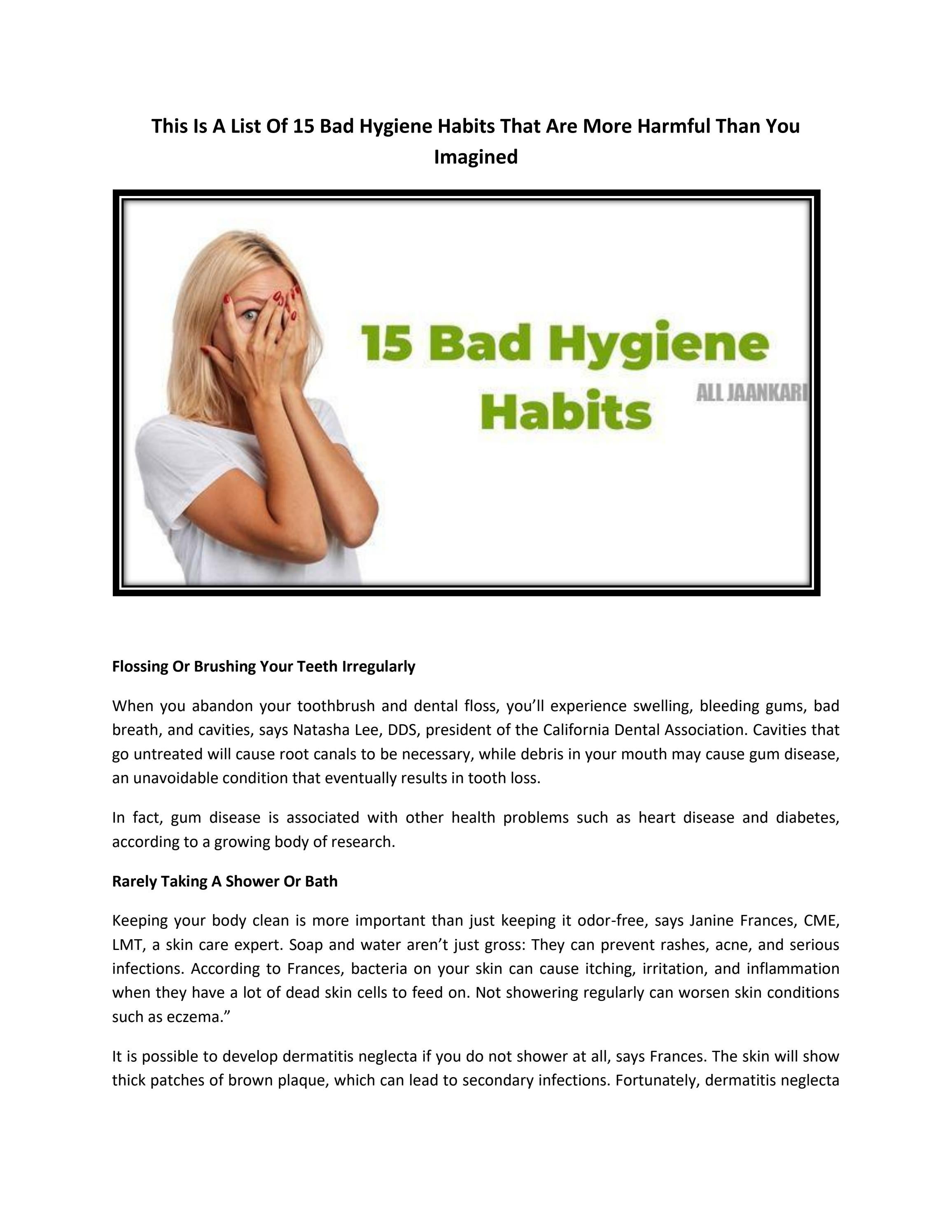 This Is A List Of 15 Bad Hygiene Habits That Are More Harmful Than You ...