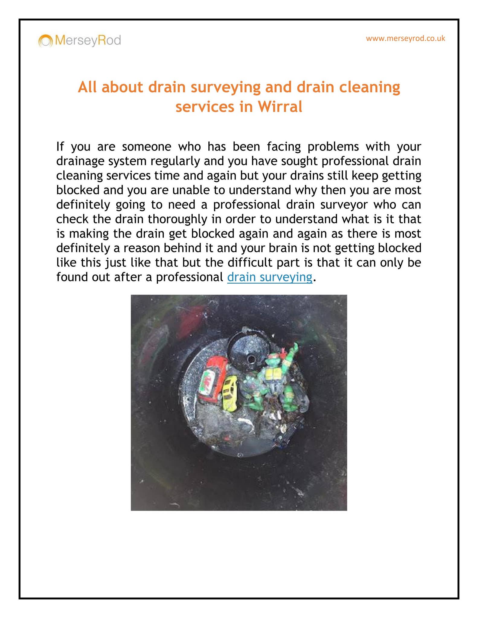 All about drain surveying and drain cleaning services in Wirral by ...