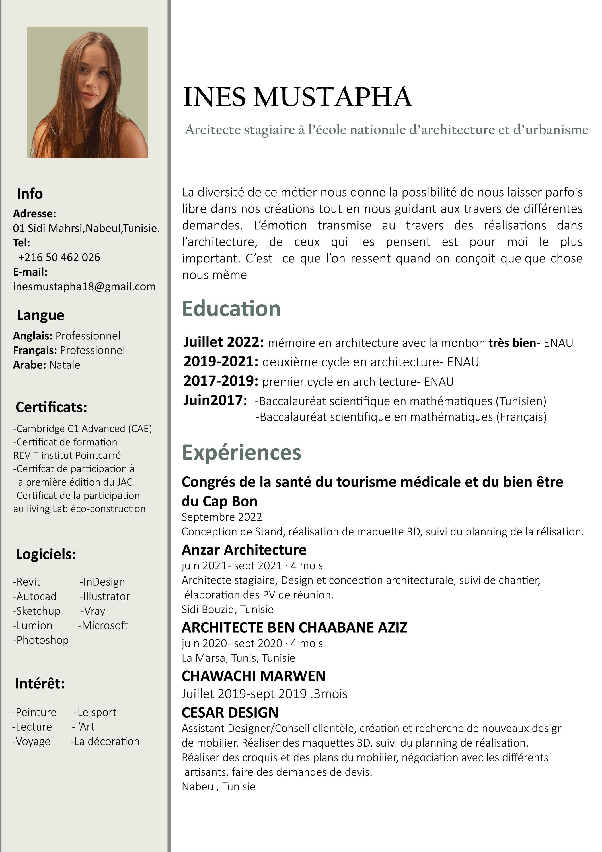CV en français Ines Mustapha by Ines Mustapha Issuu