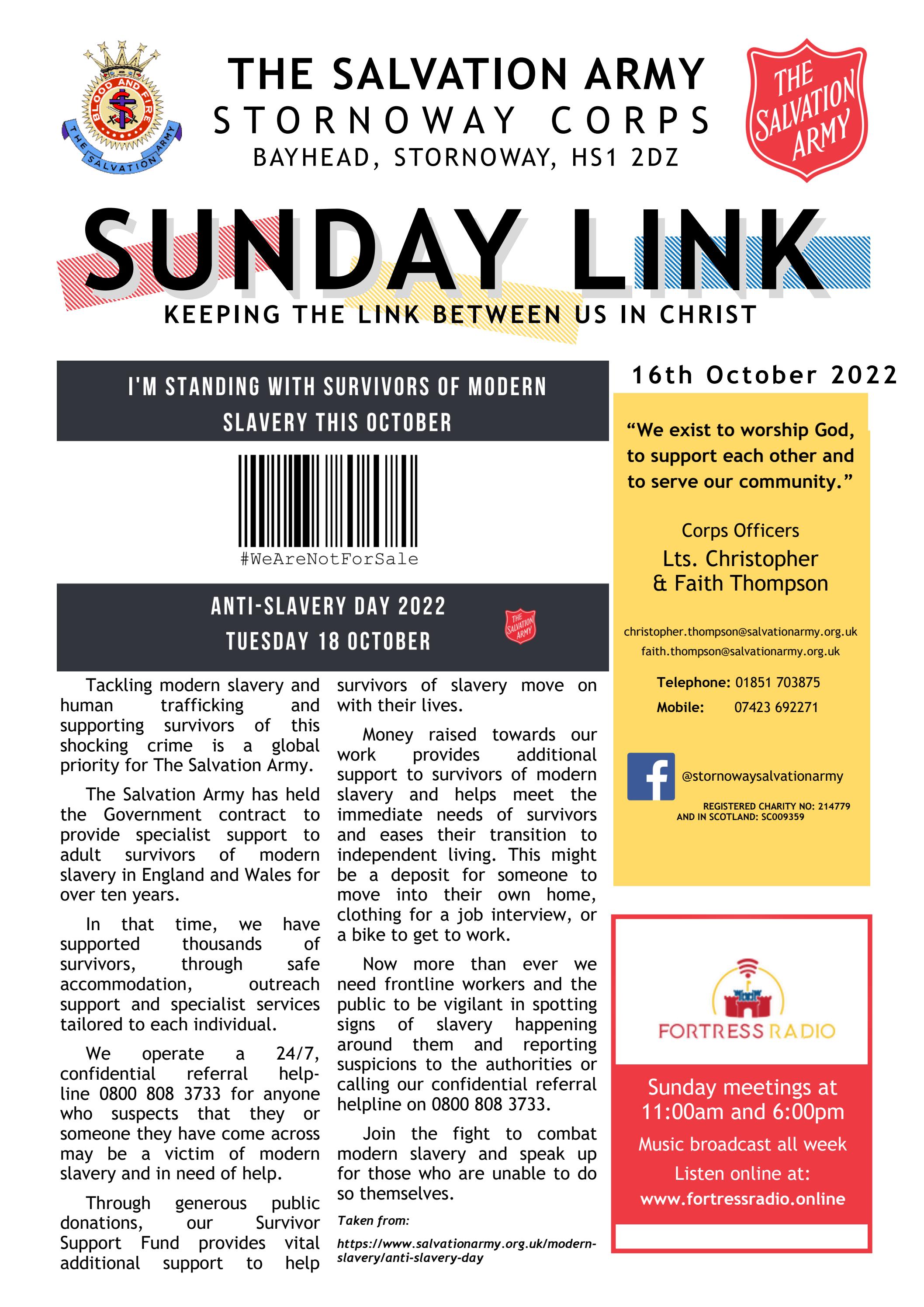 Sunday Link 16th October 2022 By Stornoway Salvation Army Issuu