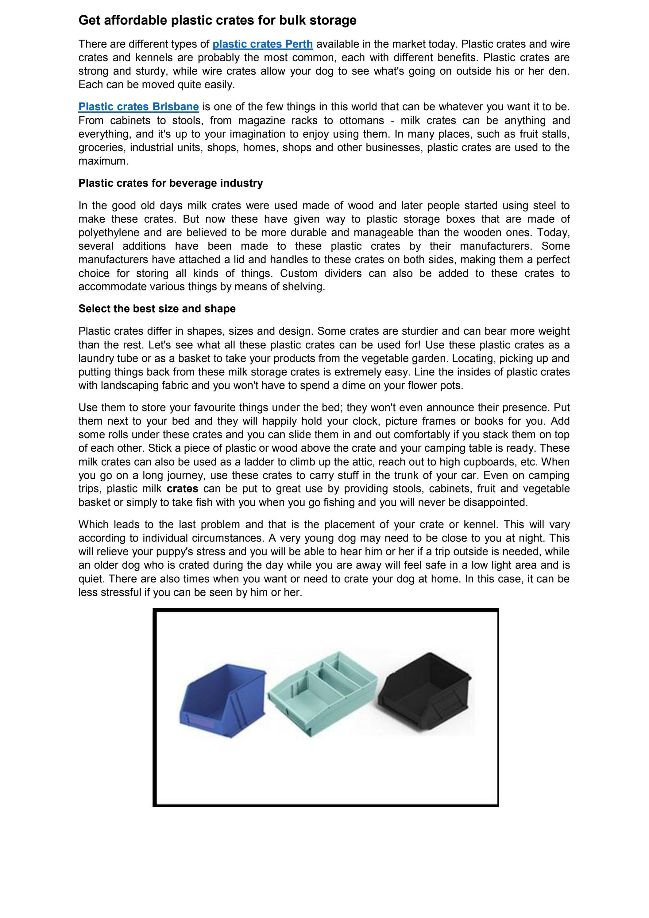 Get affordable plastic crates for bulk storage by Nallyplastics - Issuu