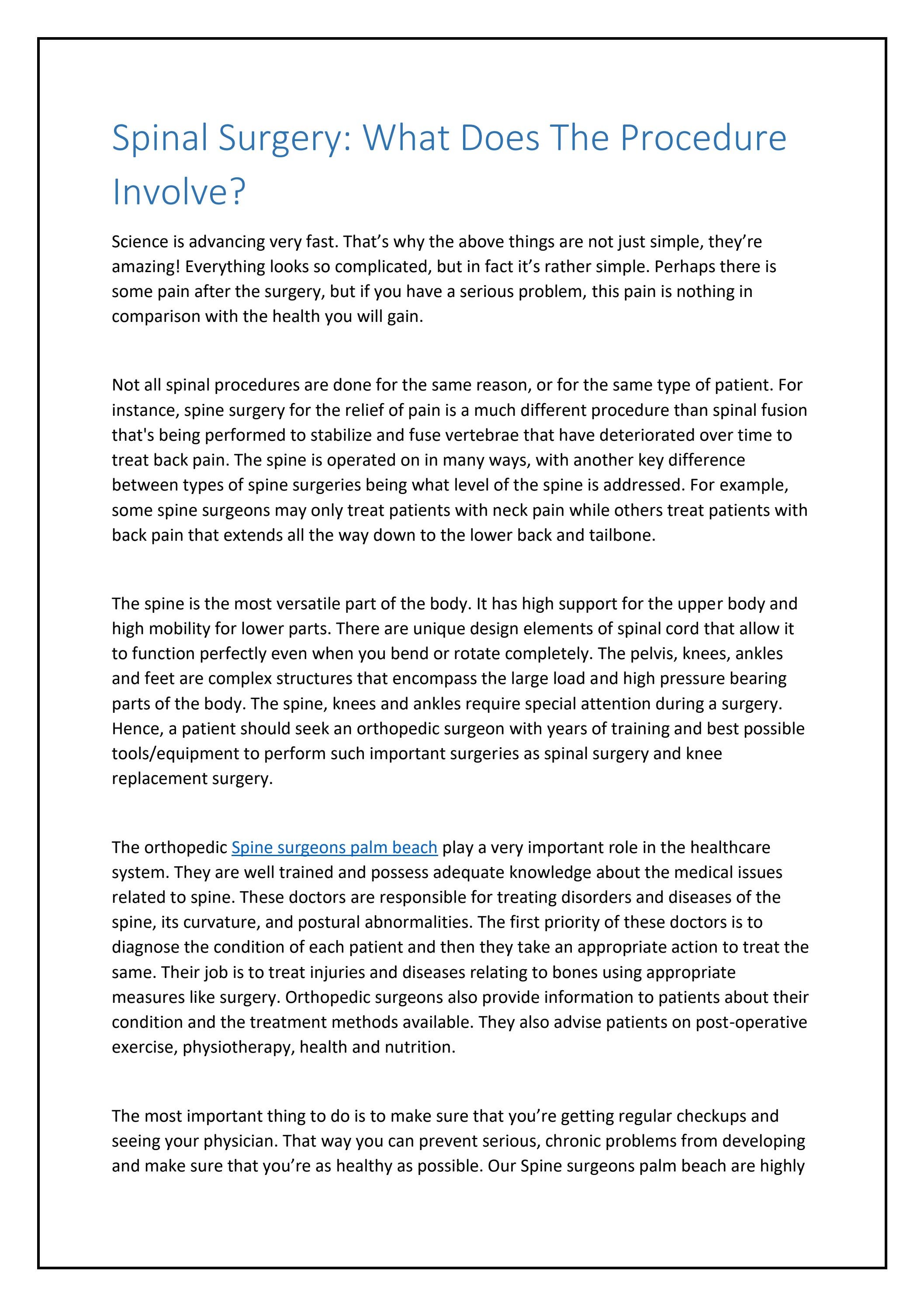 Spinal Surgery What Does The Procedure Involve? by Chris martin Issuu