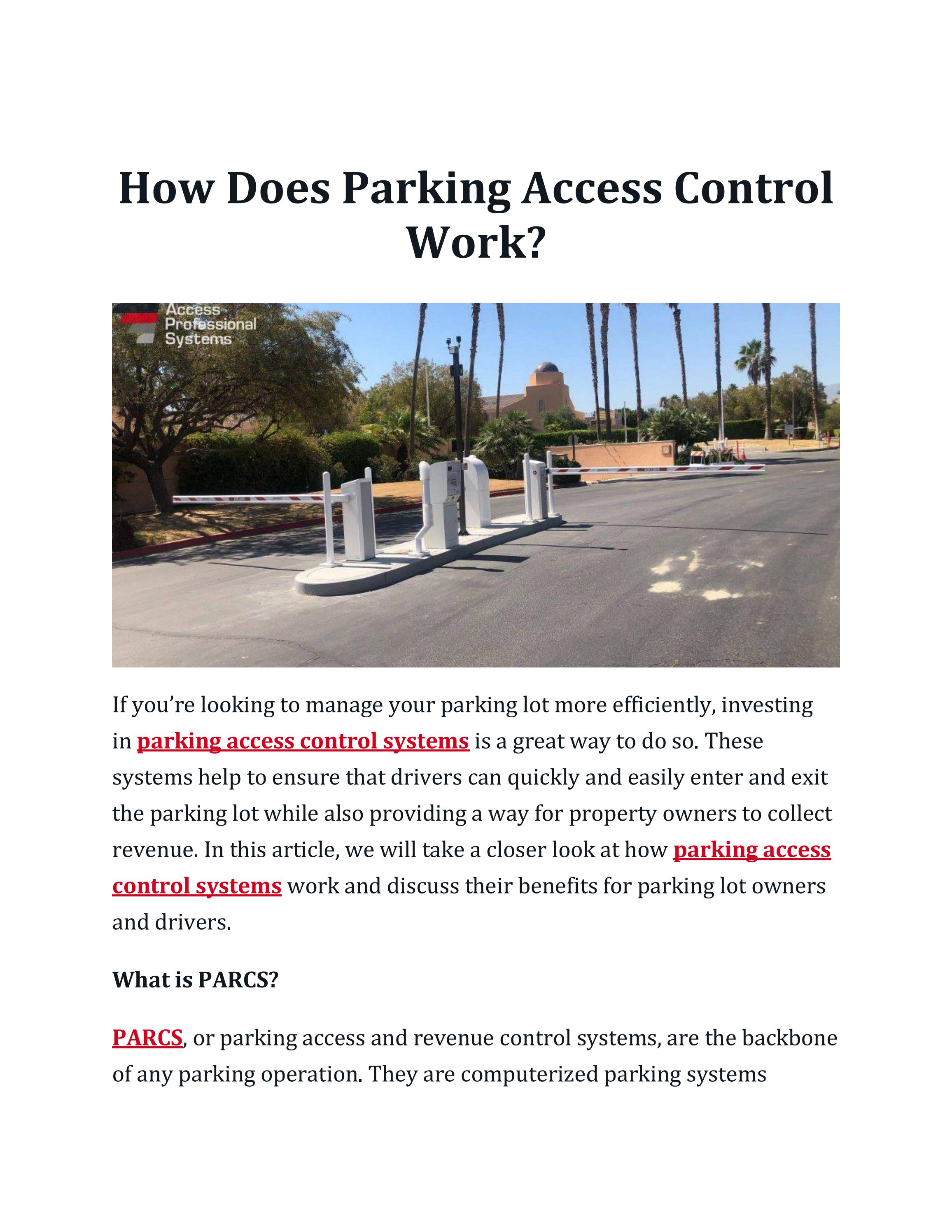 How Does Parking Access Control Work? by access professionals Issuu