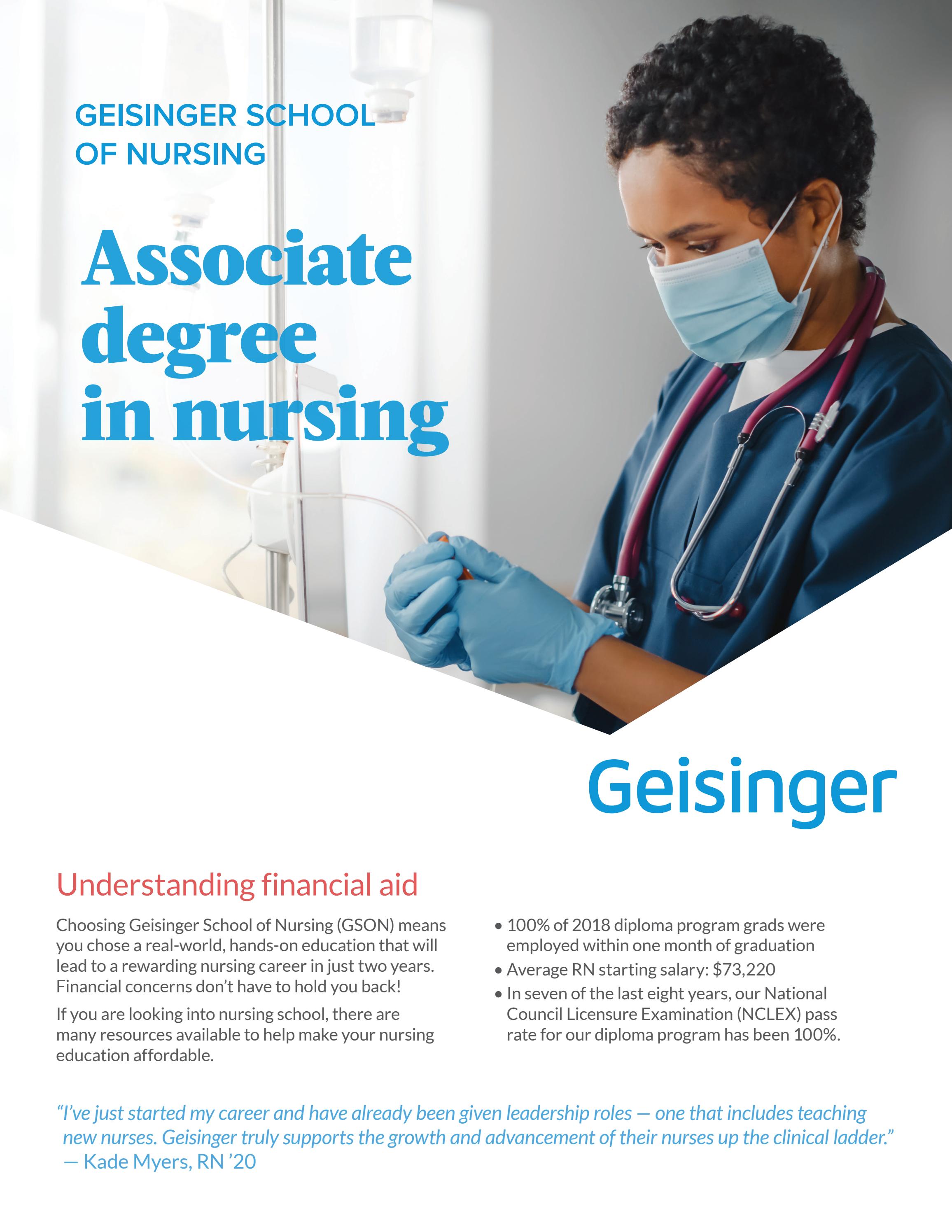 School Of Nursing Admissions Financial Aid Piece By GeisingerCollege 