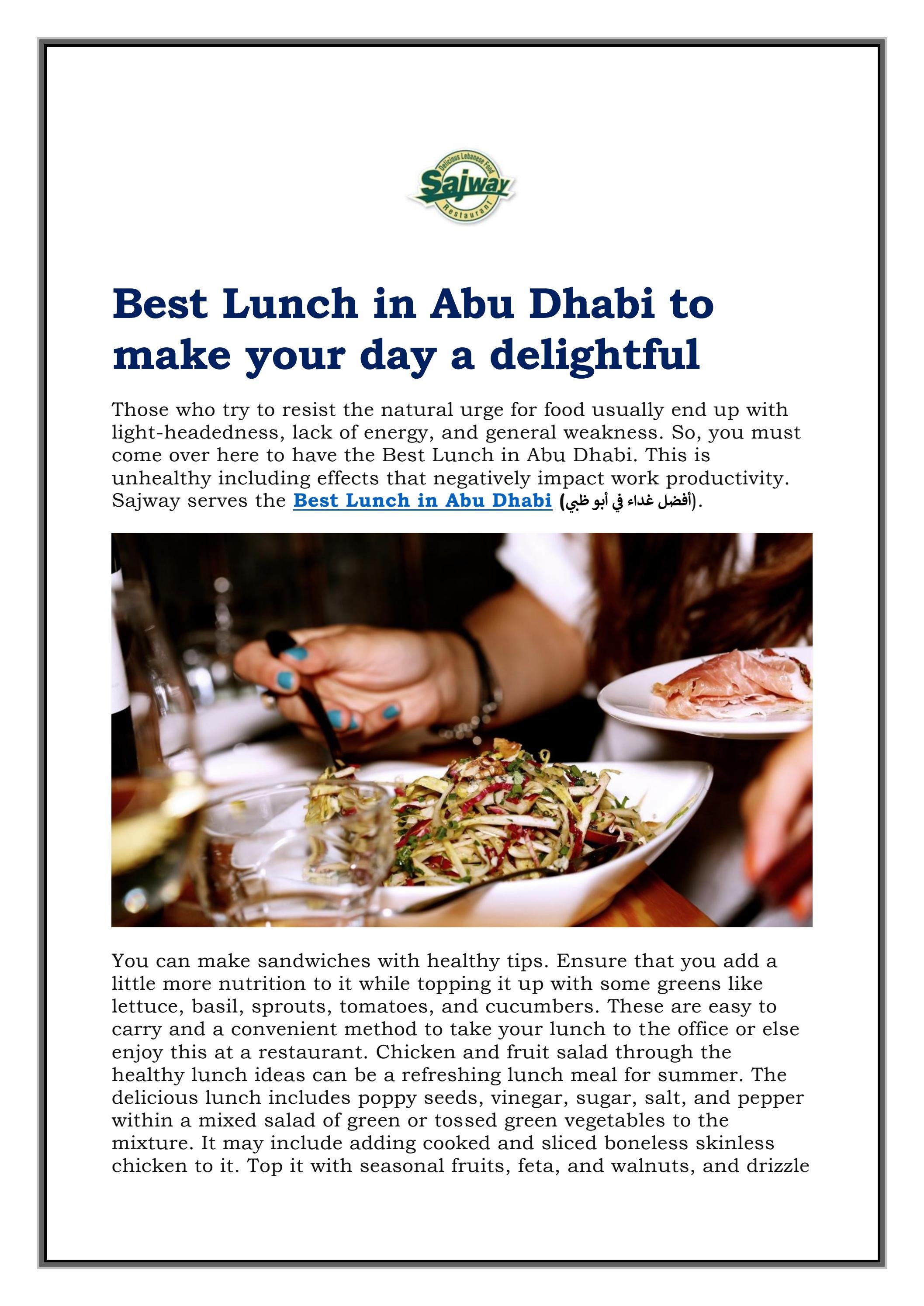 Best Lunch in Abu Dhabi to make your day a delight