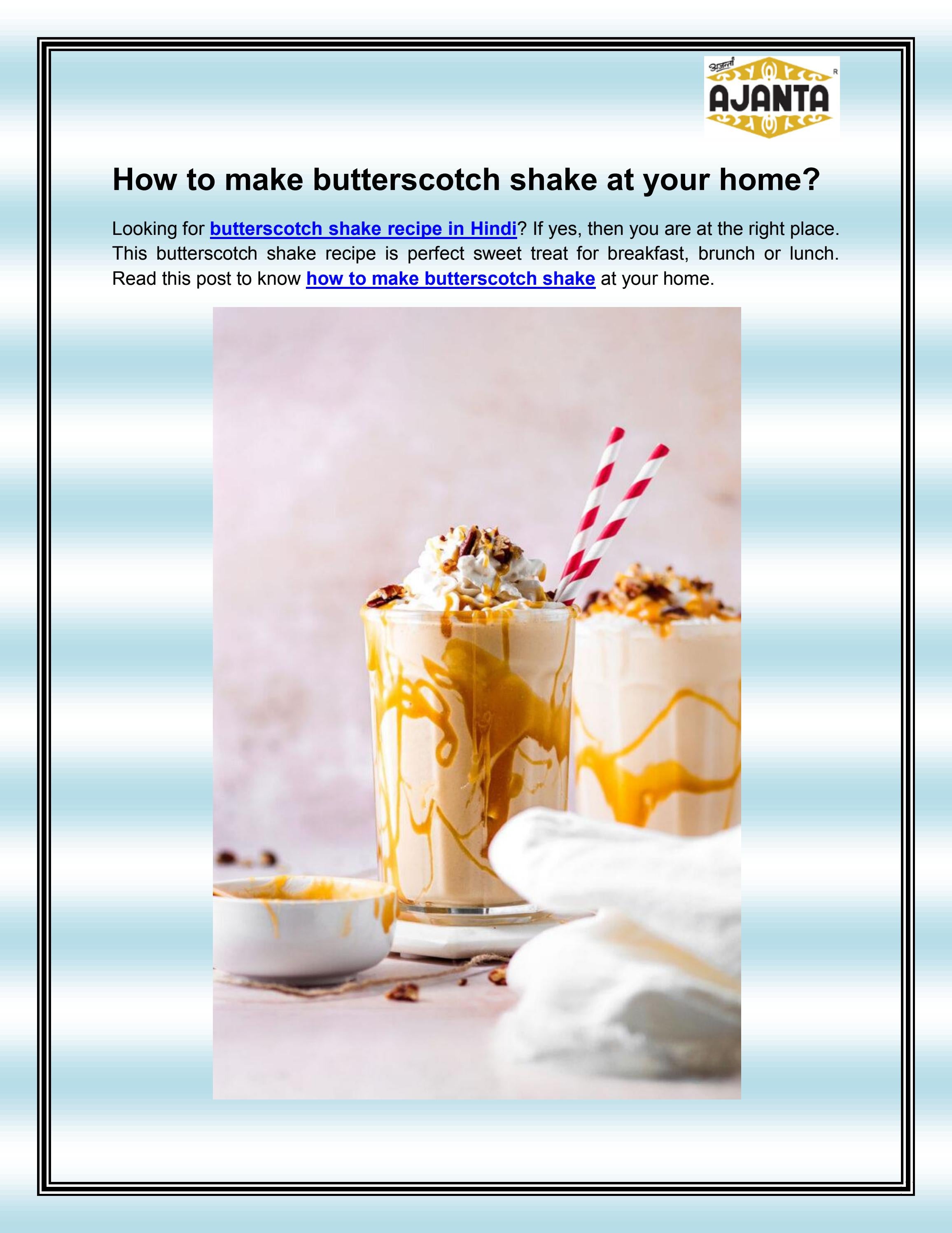 Butterscotch shake recipe in Hindi by ajantafood Issuu