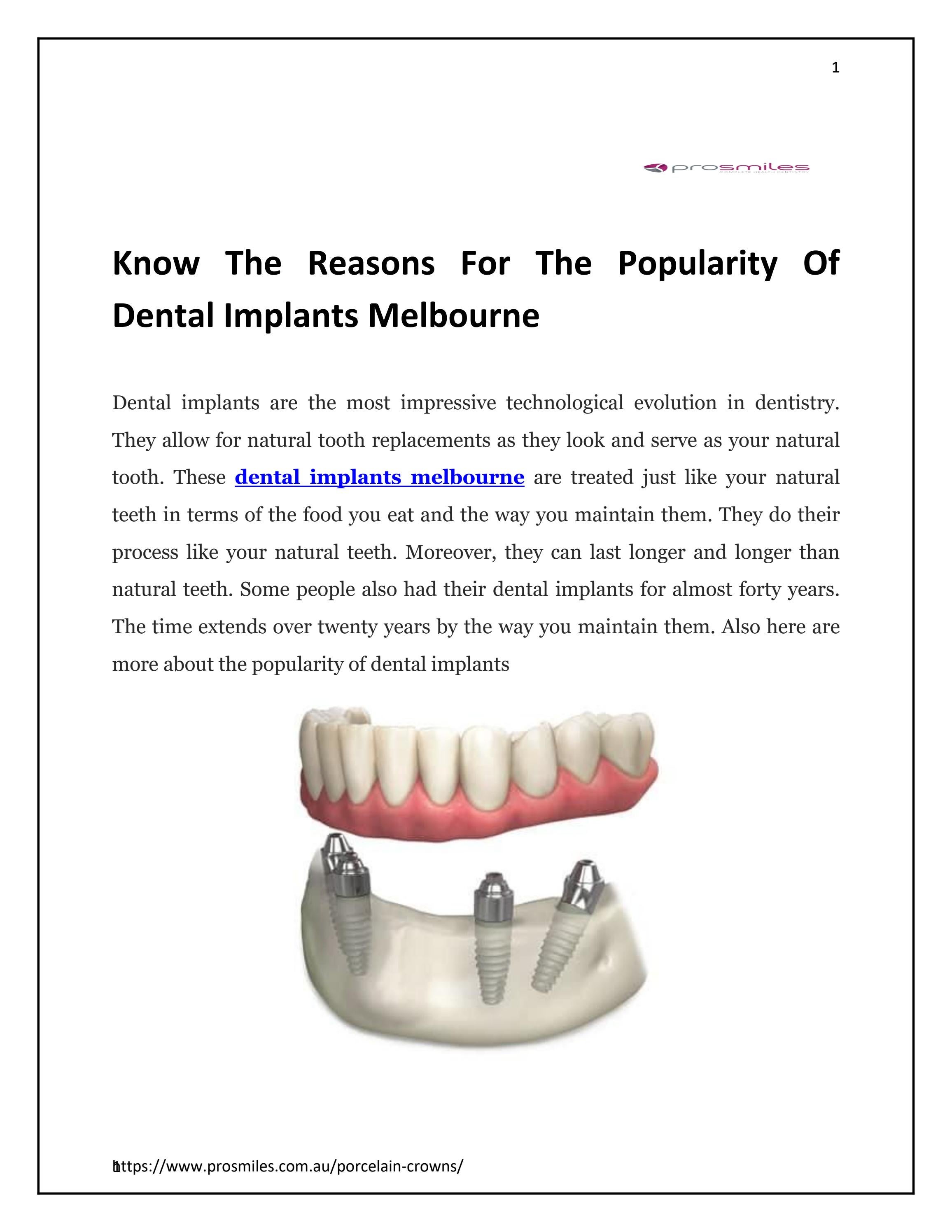 Know The Reasons For The Popularity Of Dental Implants Melbourne by Pro