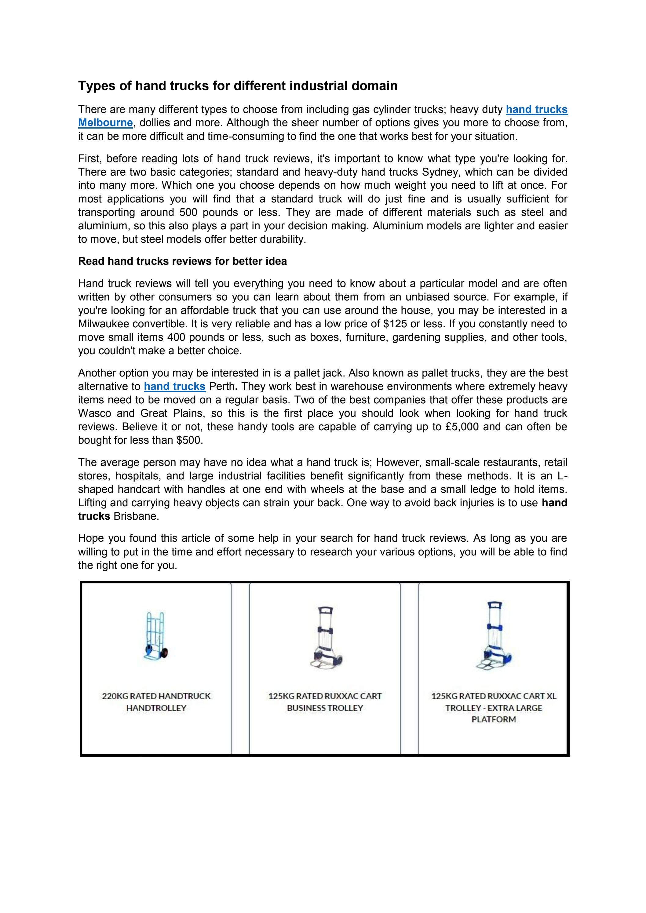 Types of hand trucks for different industrial domain by handtrolley Issuu