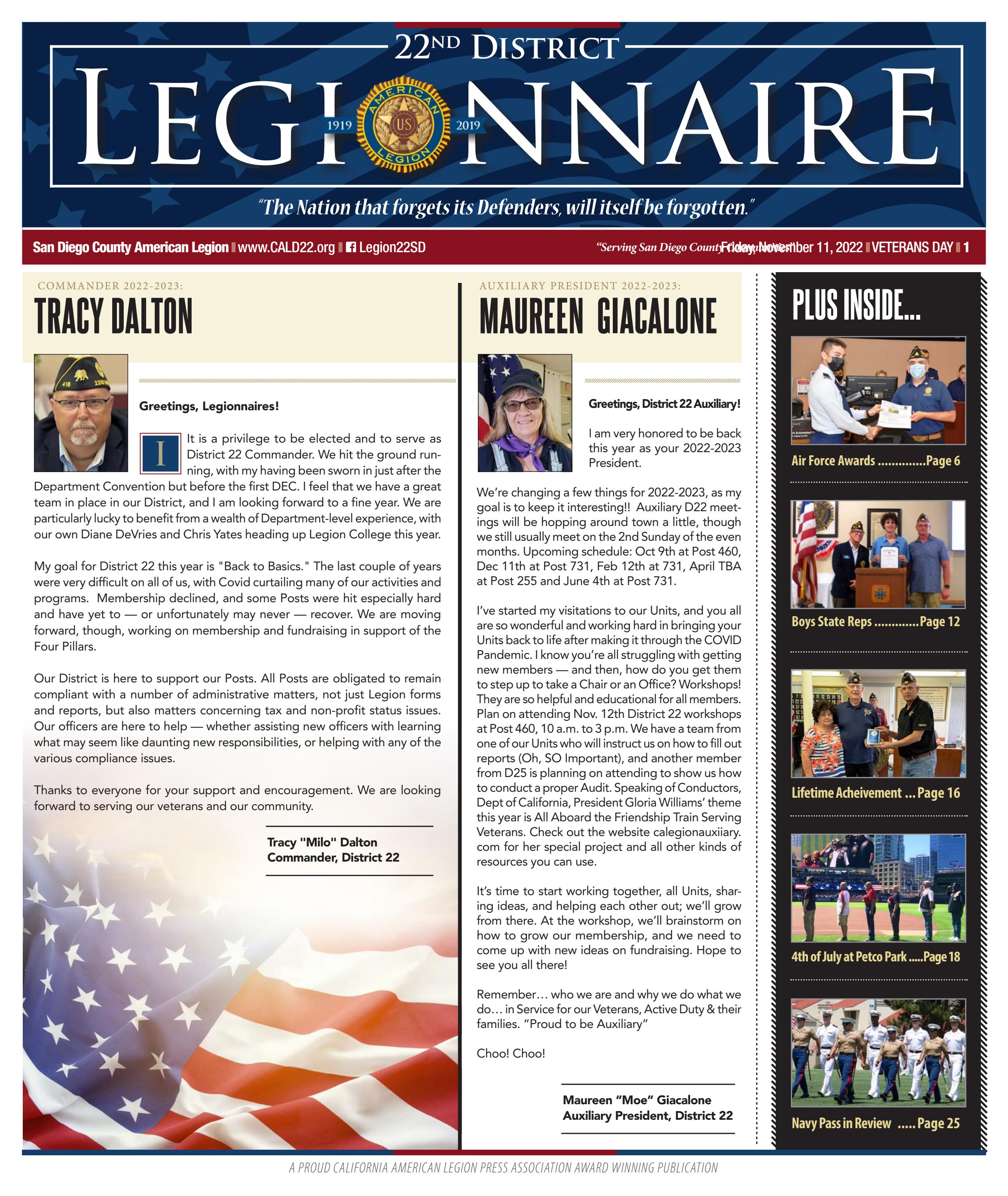 American Legion District 22 Legionnaire , Veterans Day 2022 by Karen Wood -  Issuu
