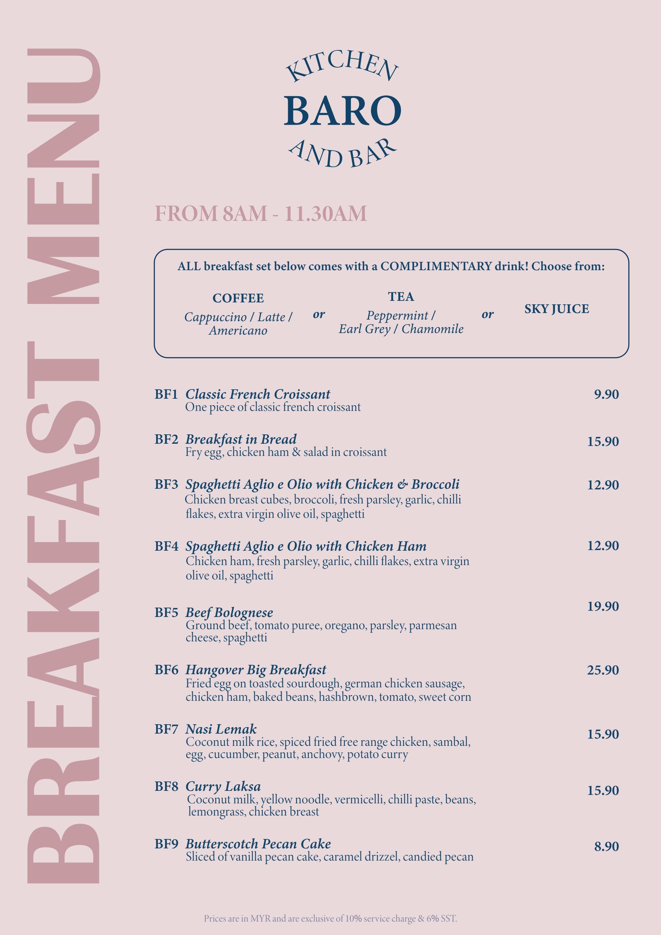 BARO Breakfast Menu by BARO Kitchen & Bar Issuu