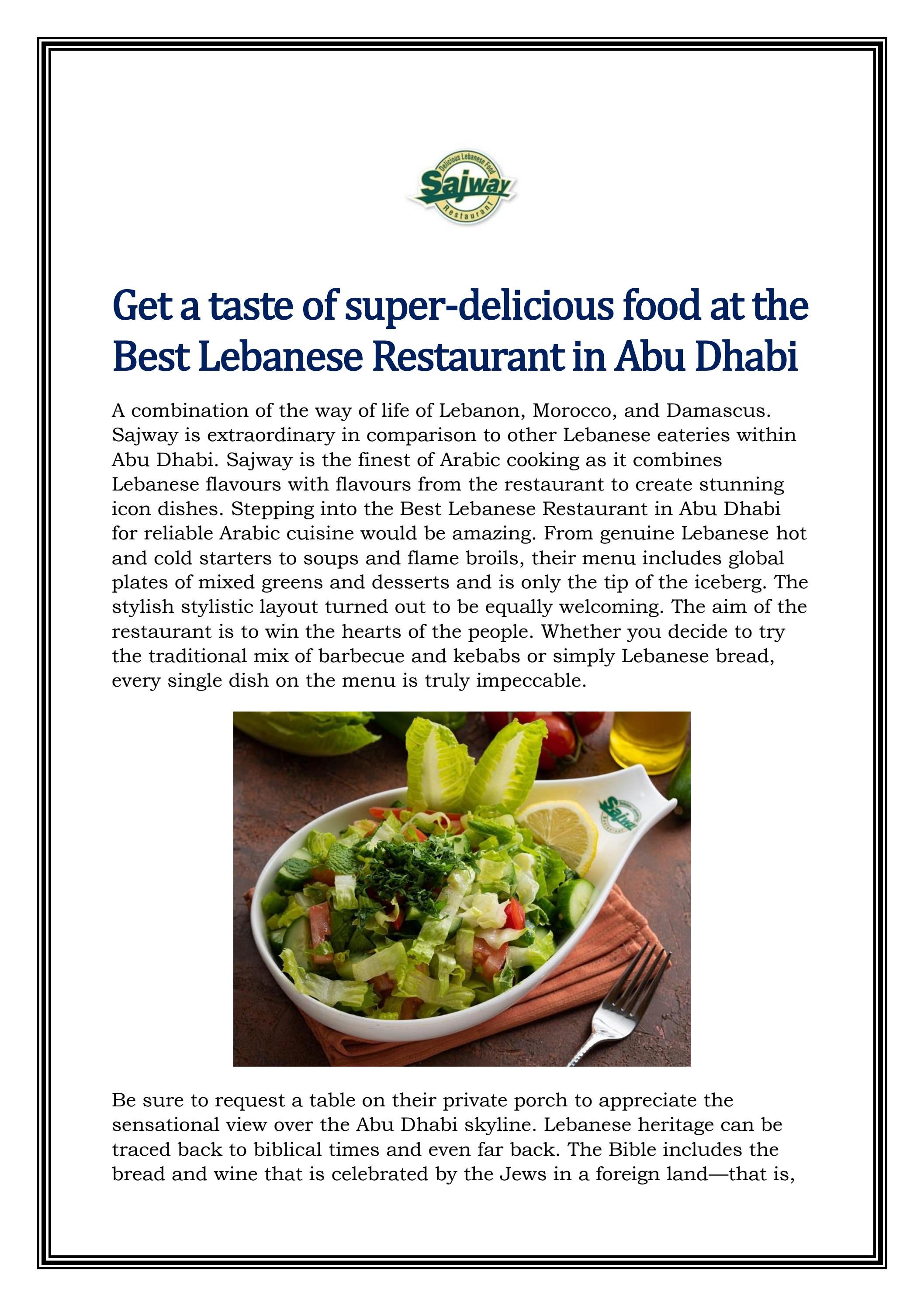 Get A Taste Of Super delicious Food At The Best Lebanese Restaurant In 