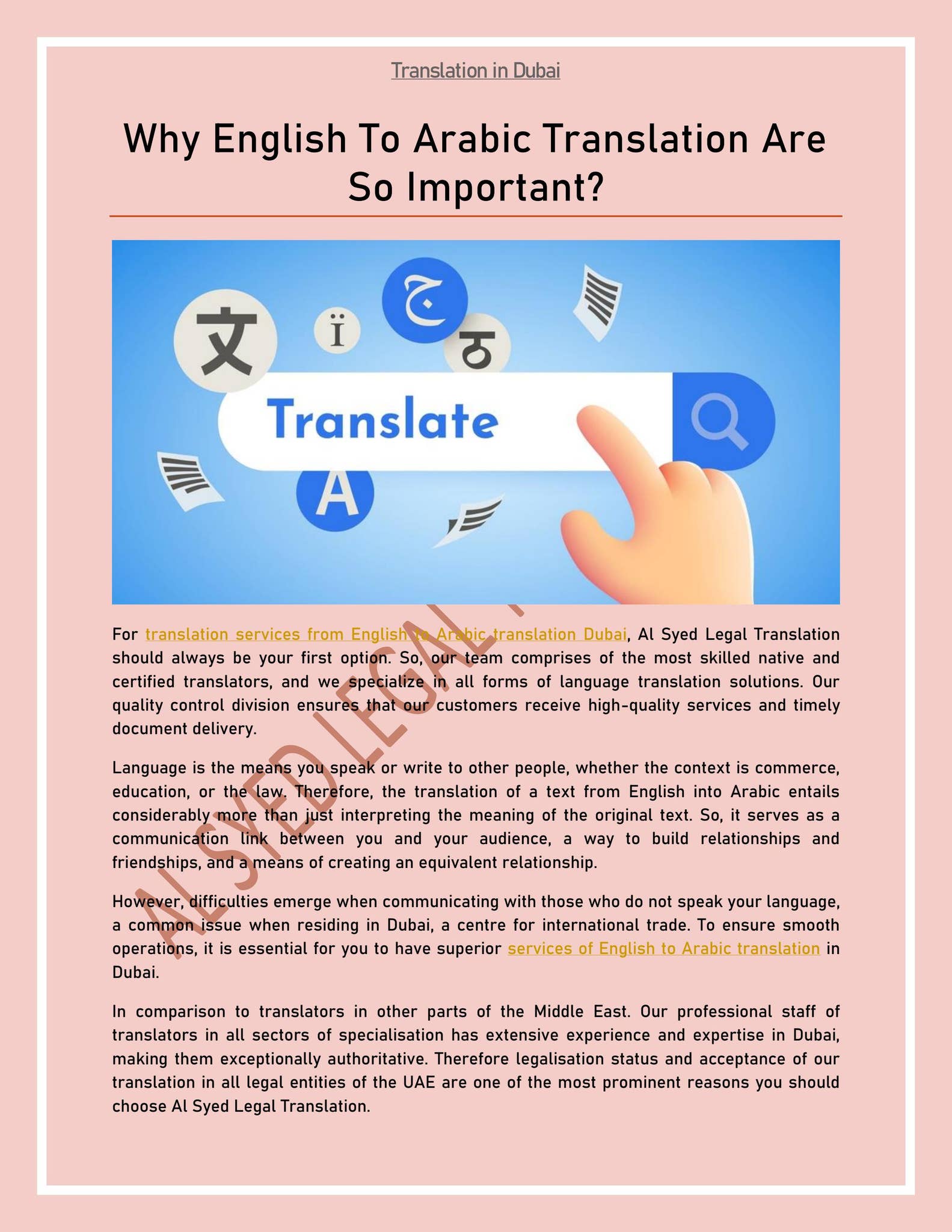 Why English To Arabic Translation Are So Important? by TranslatesDubai -  Issuu